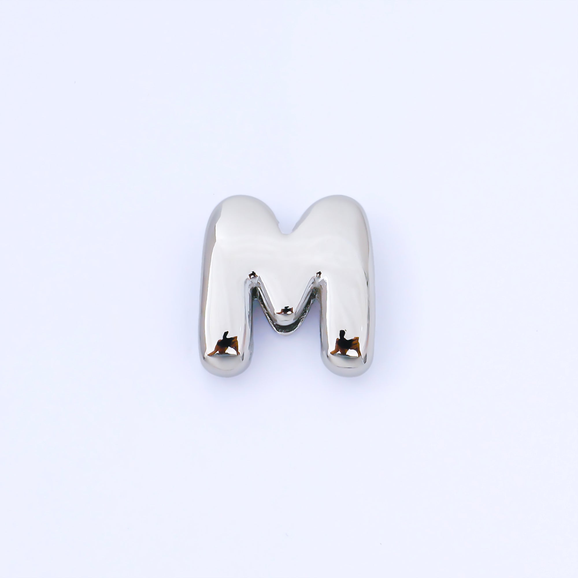 Silver 20mm Personalized Cord Chubby Bubble Initial Letter Alphabet Bead | AF118 - AF130