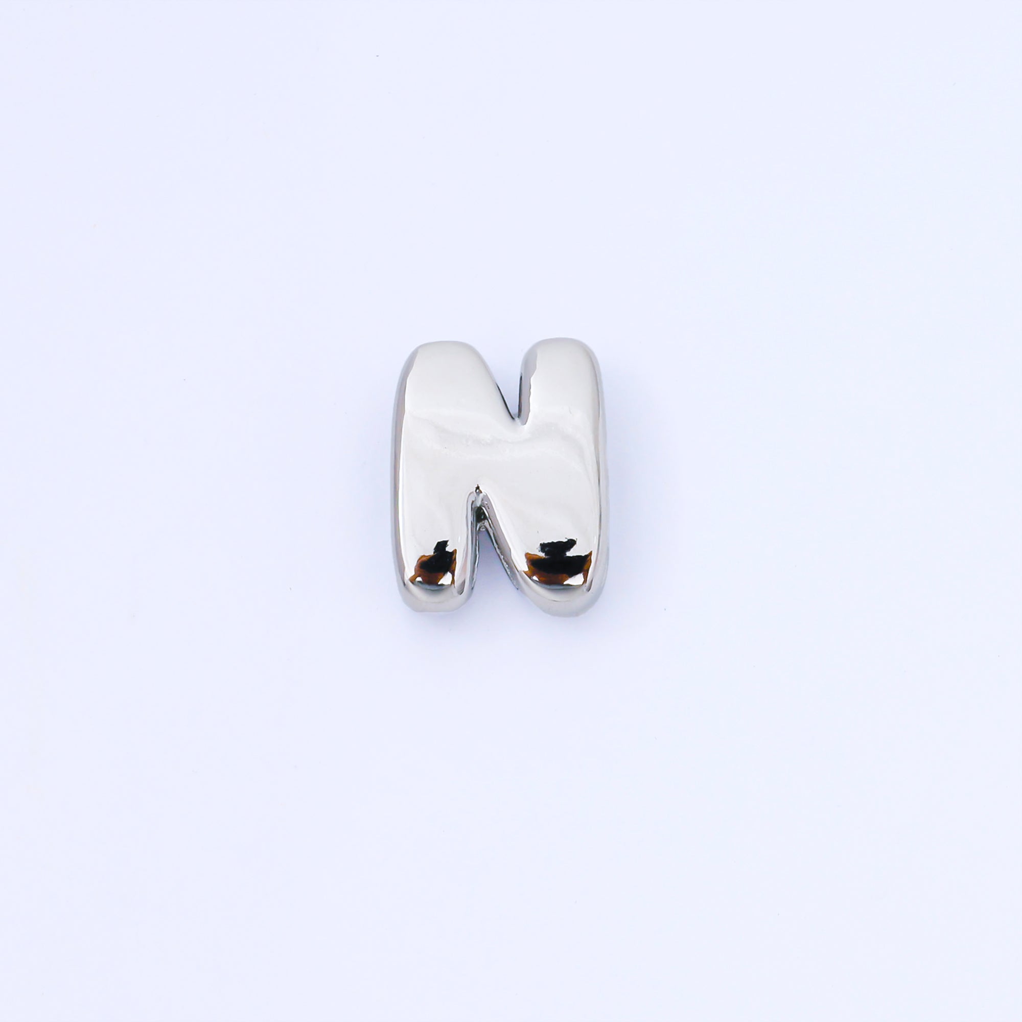 Silver 20mm Personalized Cord Chubby Bubble Initial Letter Alphabet Bead | AF118 - AF130