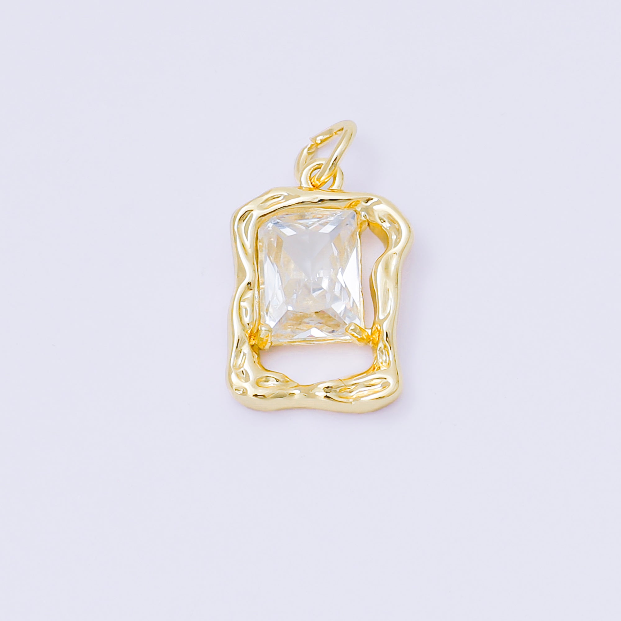 24K Gold Filled 16mm Rectangular CZ in Frame Charm | AF1250