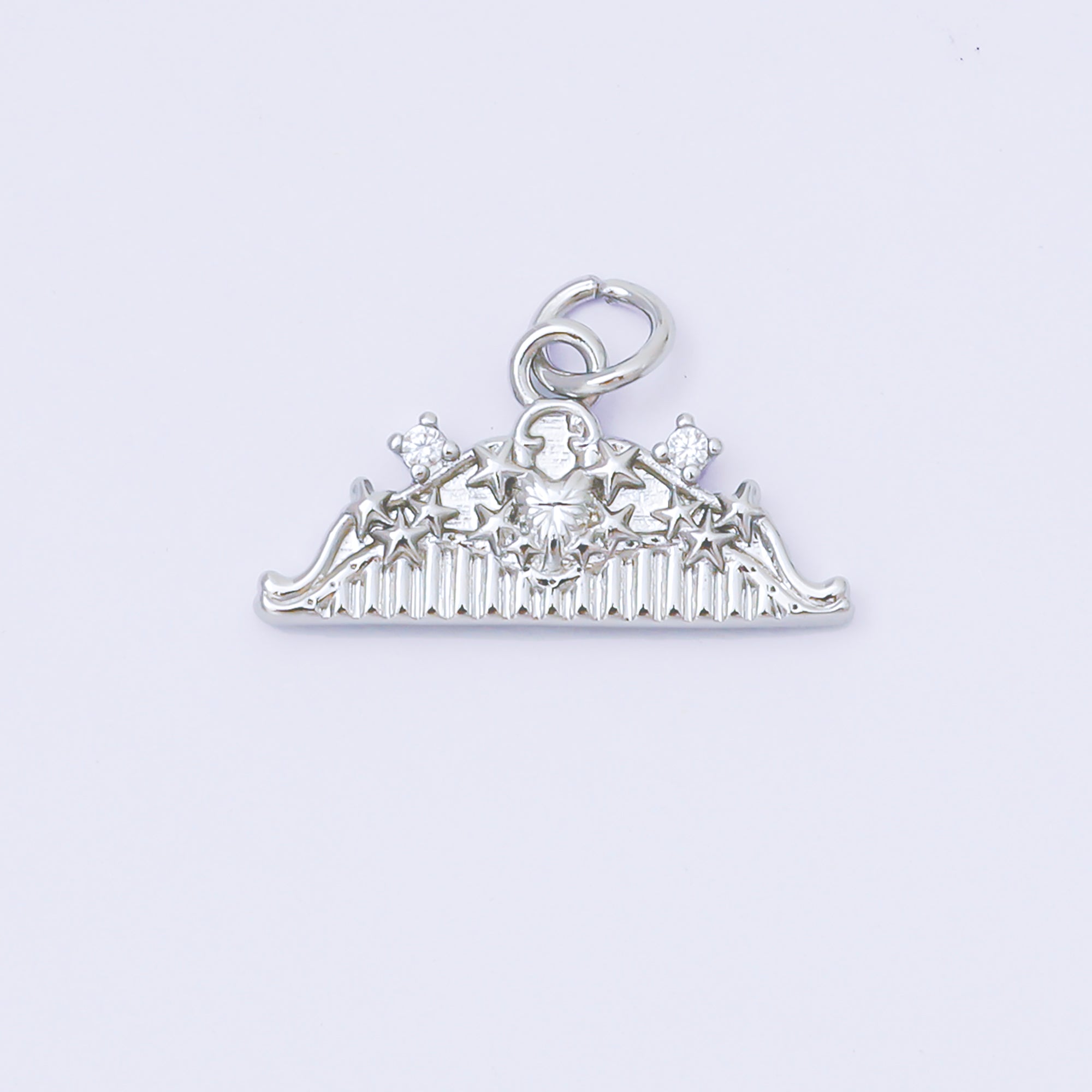 24K Gold Filled 10mm Twin Round CZ Lovely Tiara Charm in Gold & Silver | AF1251