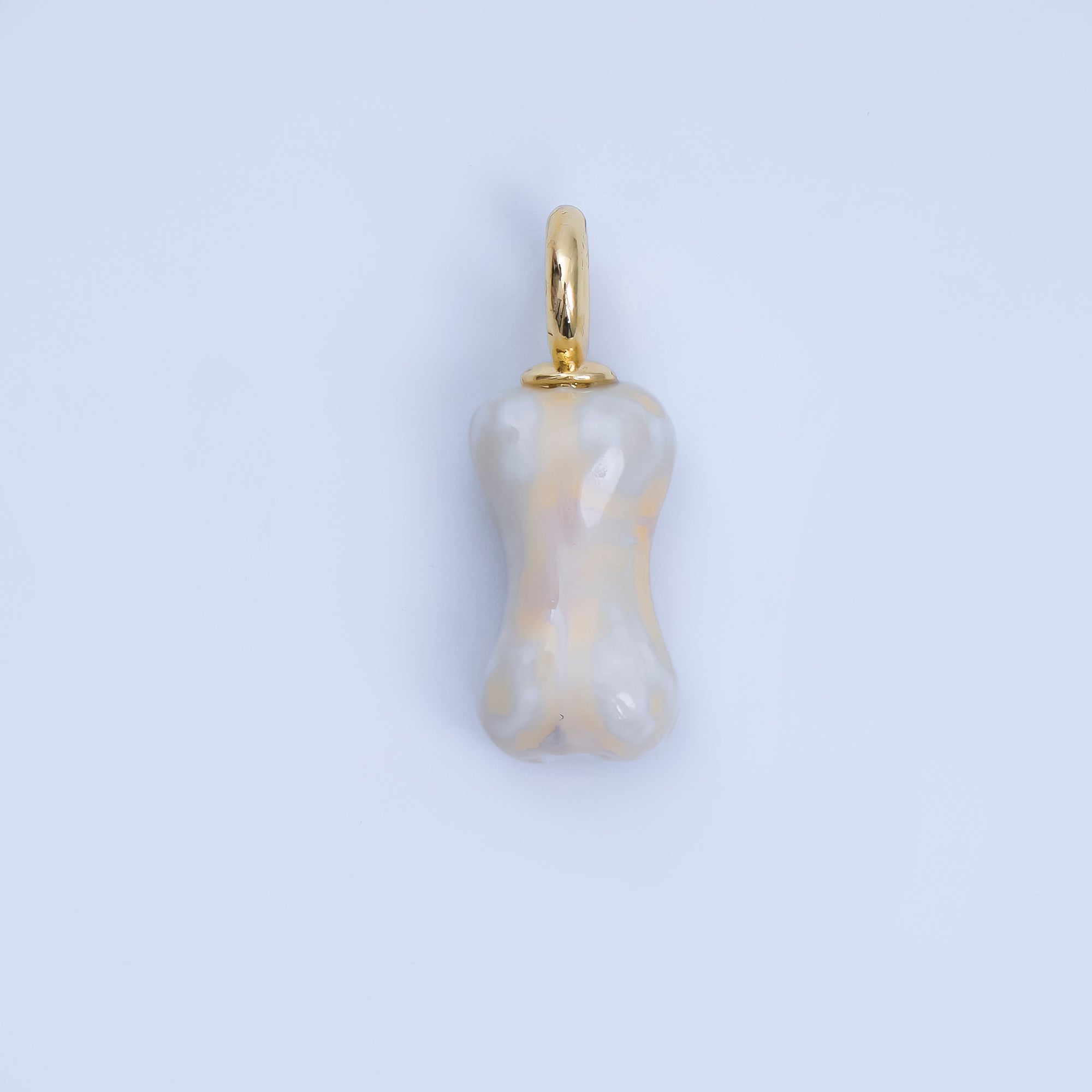 24K Gold Filled 27mm Teal, White, Brown Ceramic Dog's Bone Charm | AF1257 - AF1258