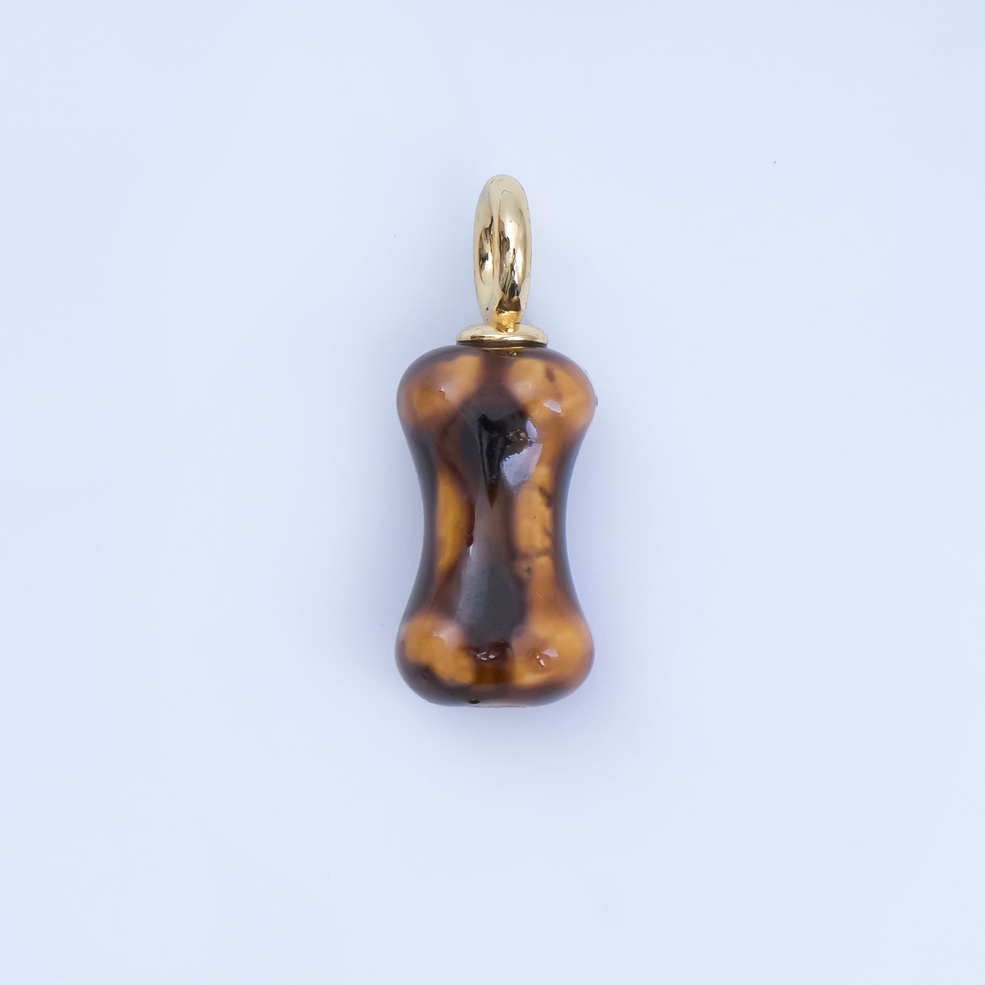 24K Gold Filled 27mm Teal, White, Brown Ceramic Dog's Bone Charm | AF1257 - AF1258