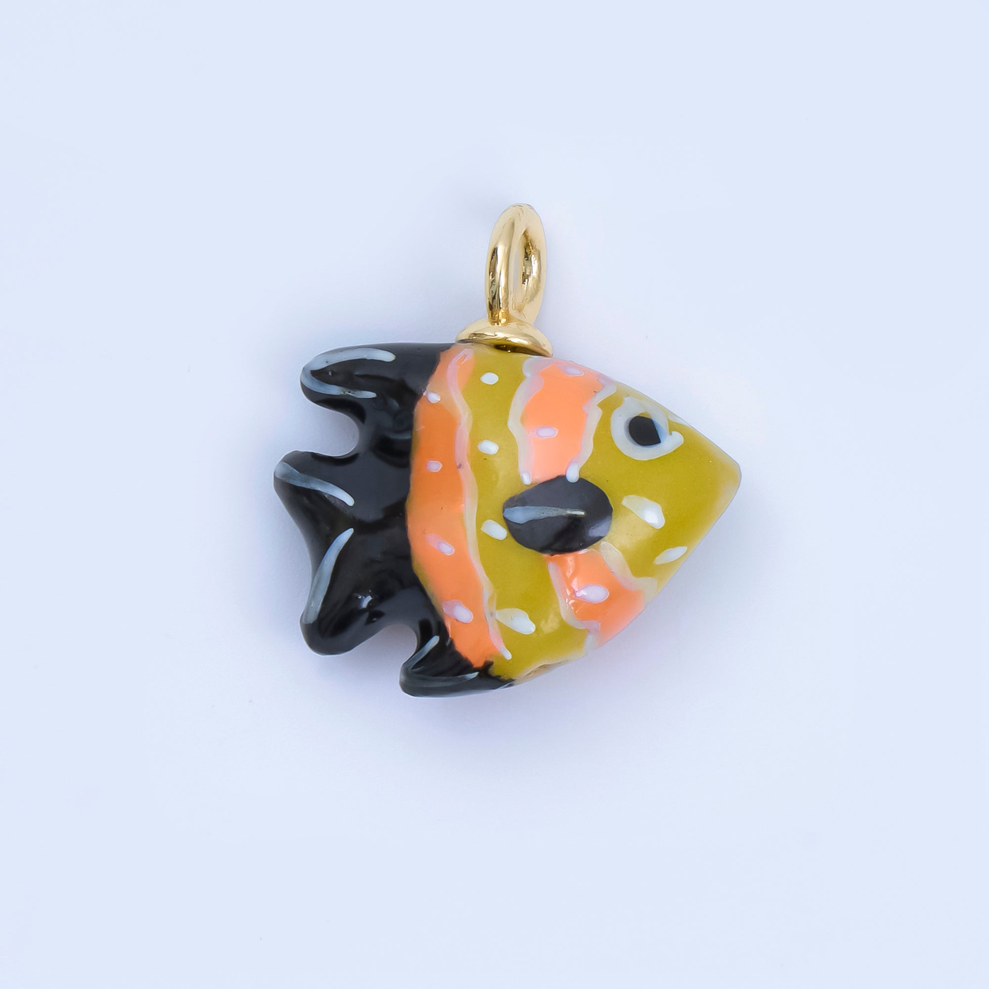 24K Gold Filled 24mm Yellow, Blue Ceramic Aquarium Fish Charm | AF1259 - AF1260