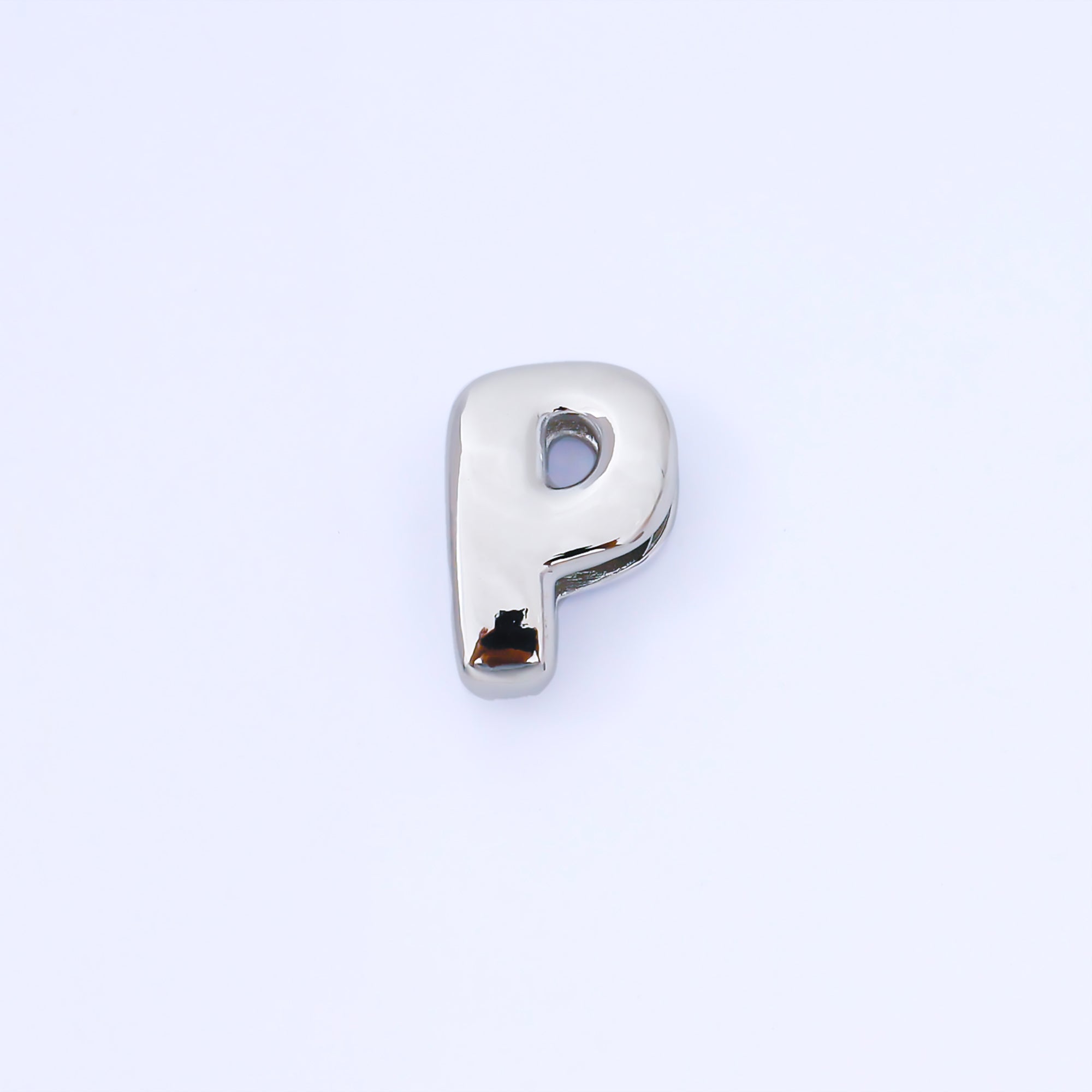 Silver 20mm Personalized Cord Chubby Bubble Initial Letter Alphabet Bead | AF118 - AF130