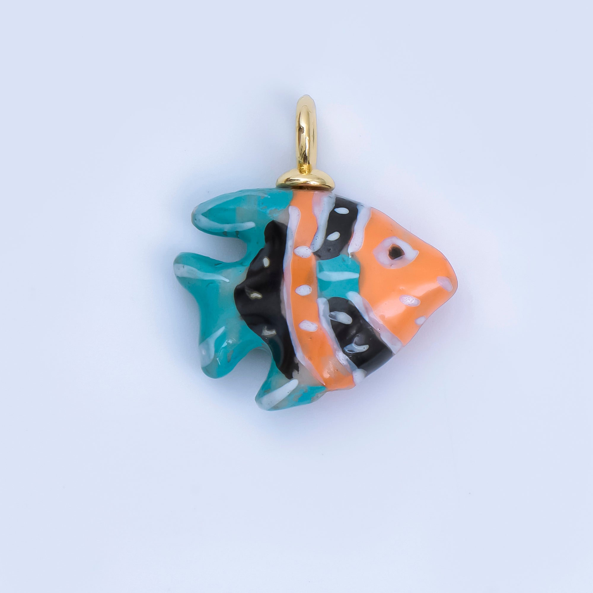24K Gold Filled 24mm Yellow, Blue Ceramic Aquarium Fish Charm | AF1259 - AF1260