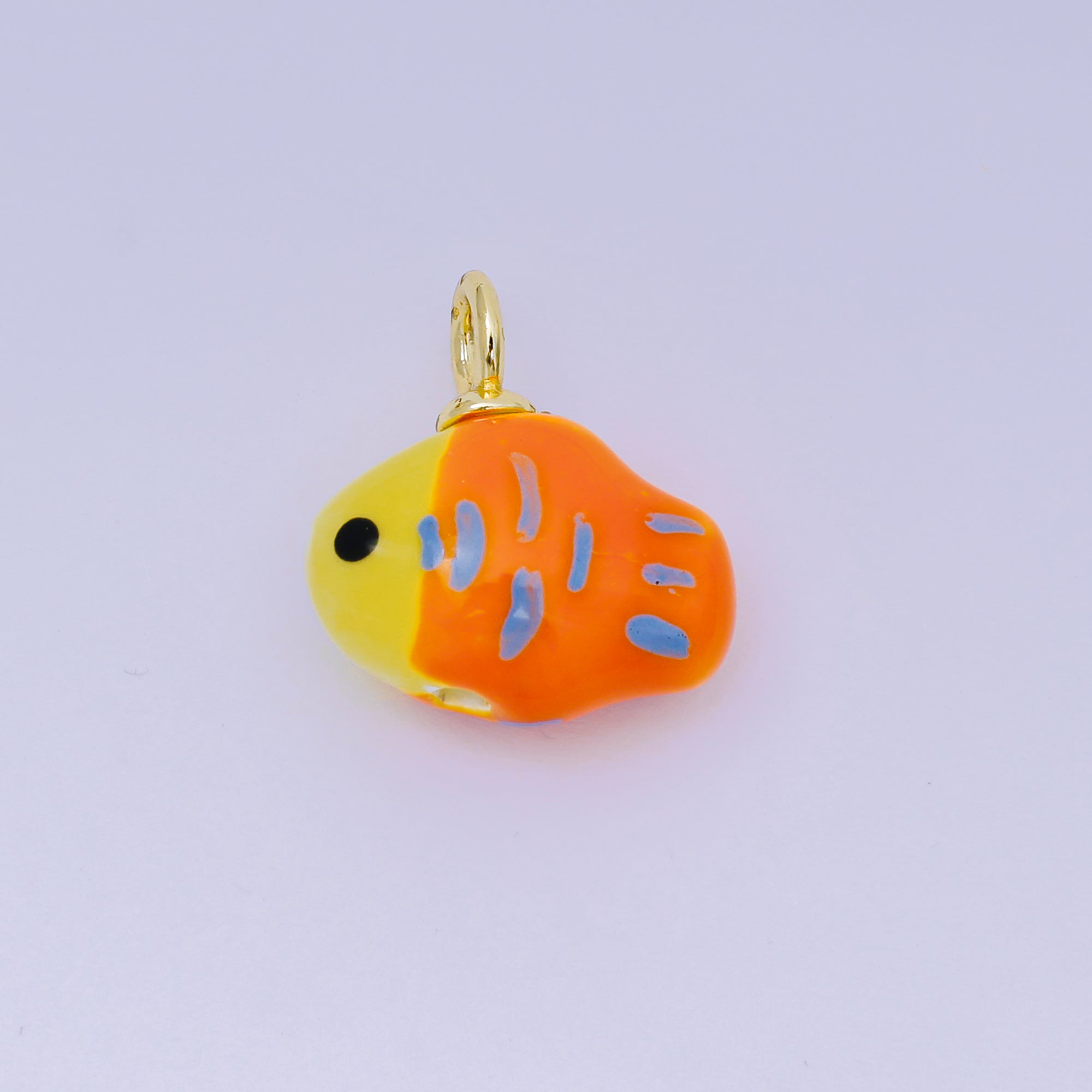24K Gold Filled 20mm Green, Orange, Teal Ceramic Sea Creature Fish Charm | AF1261 - AF1262