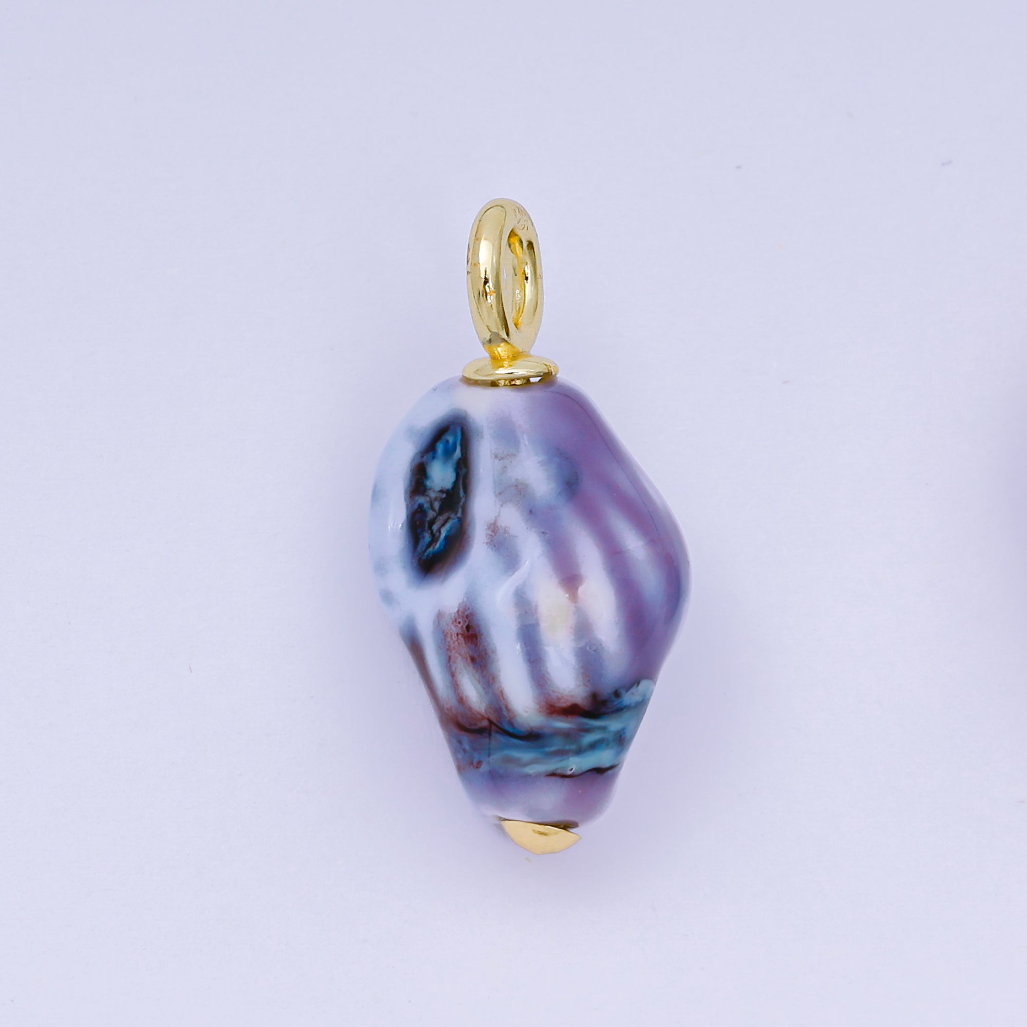 24K Gold Filled 30mm Brown, Purple, Dark Brown Ceramics Nautical Conch Shell Charm | AF1268 AF1269