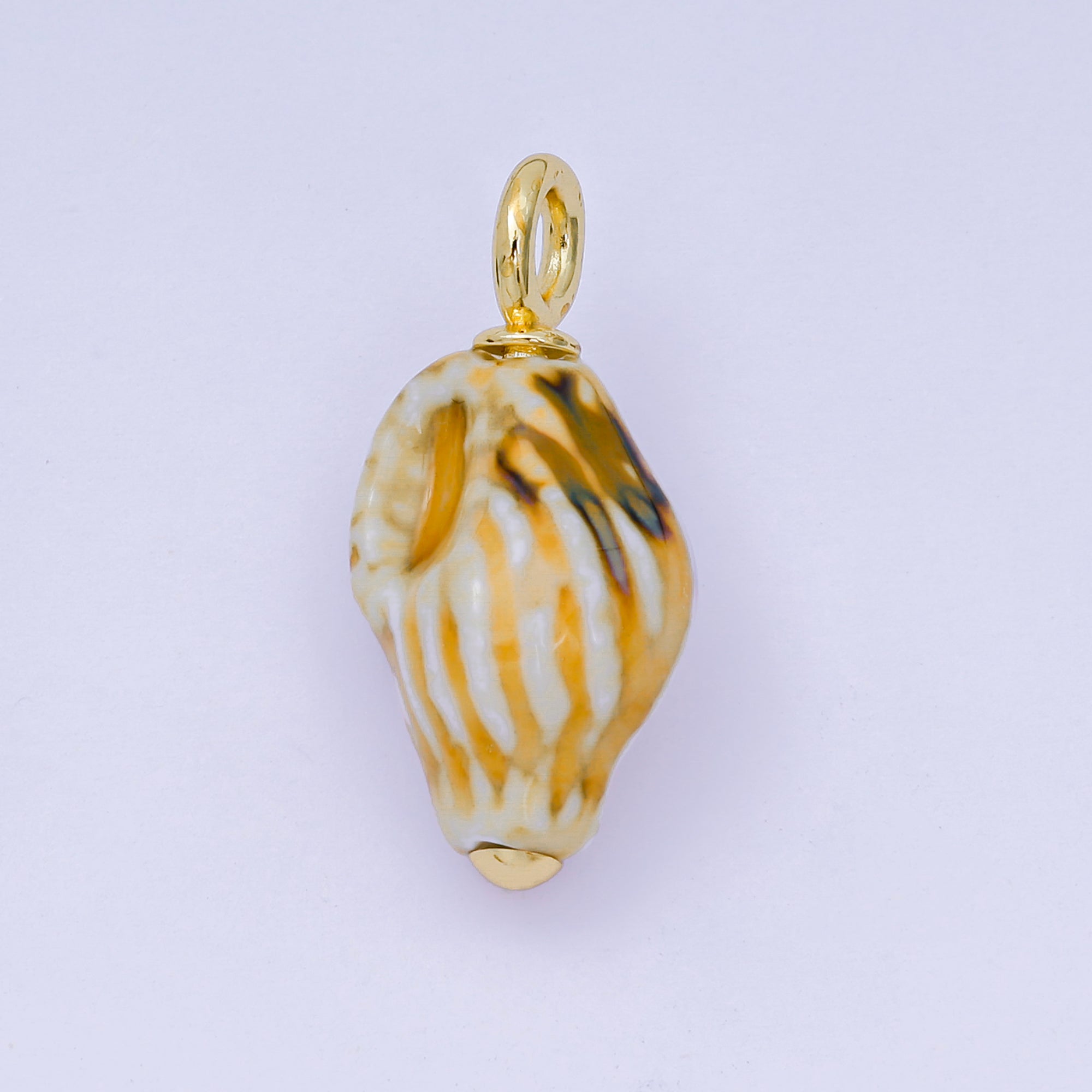 24K Gold Filled 30mm Brown, Purple, Dark Brown Ceramics Nautical Conch Shell Charm | AF1268 AF1269