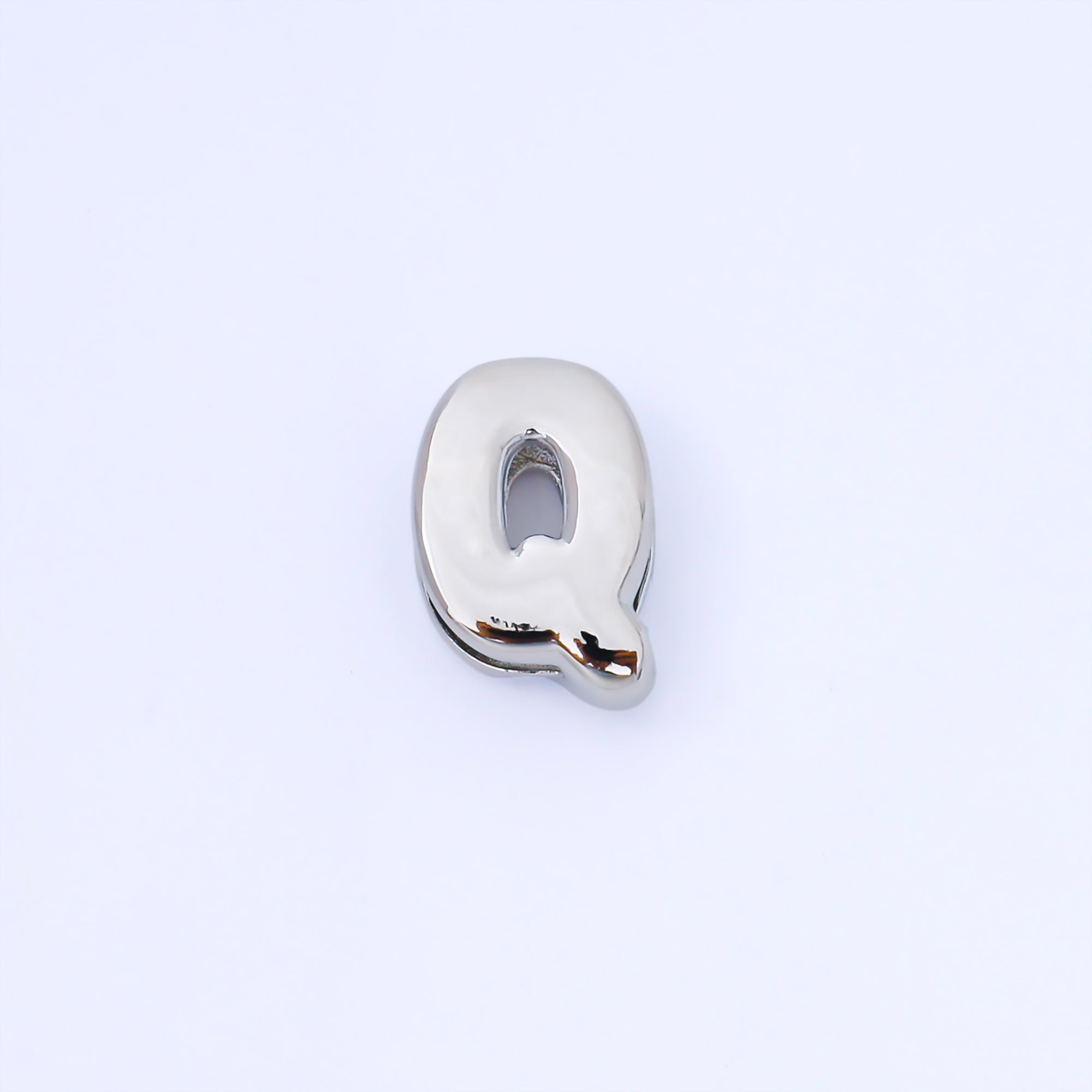 Silver 20mm Personalized Cord Chubby Bubble Initial Letter Alphabet Bead | AF118 - AF130