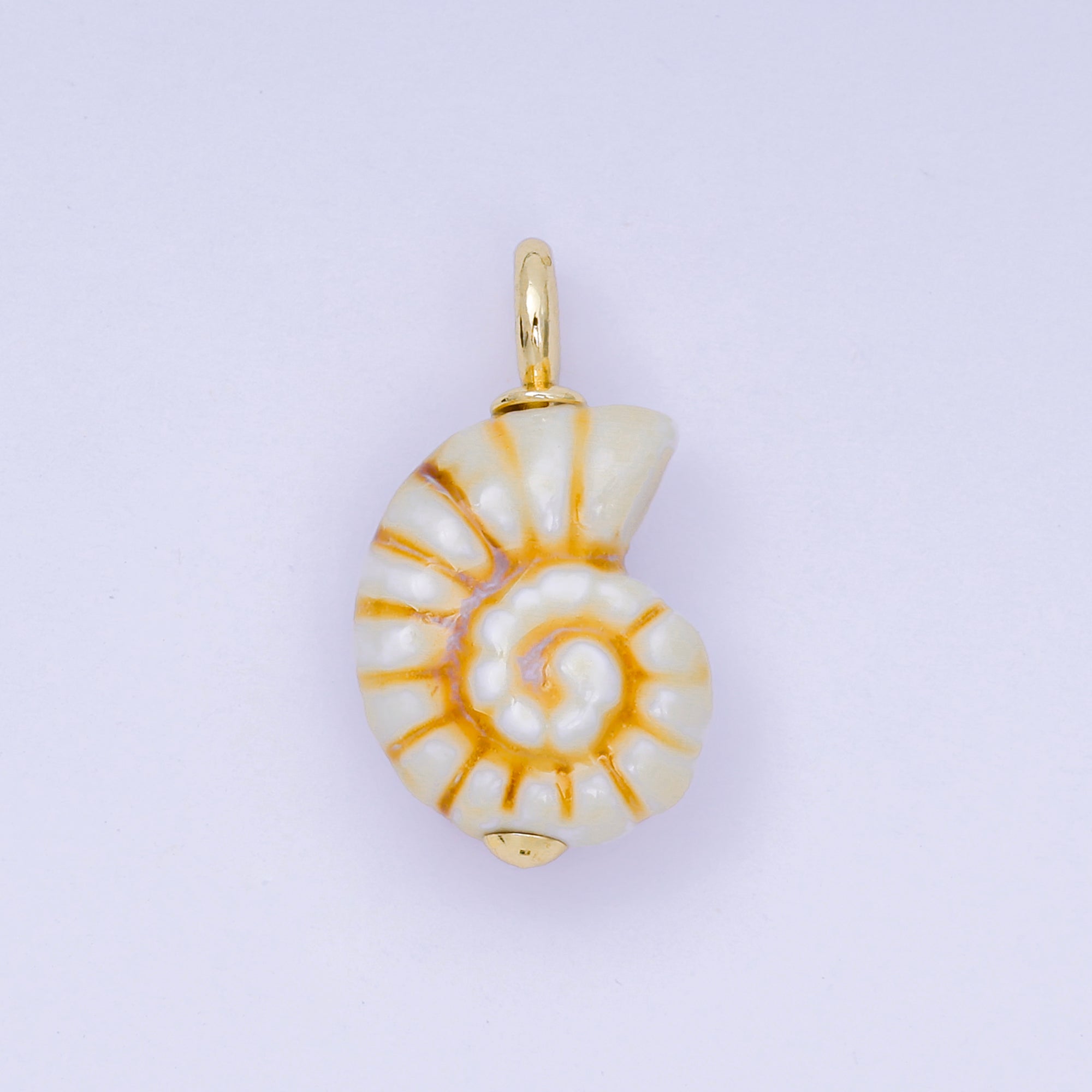24K Gold Filled 29mm Brown, Blue, Black Ceramics Nautical Conch Shell Charm | AF1270 AF1271