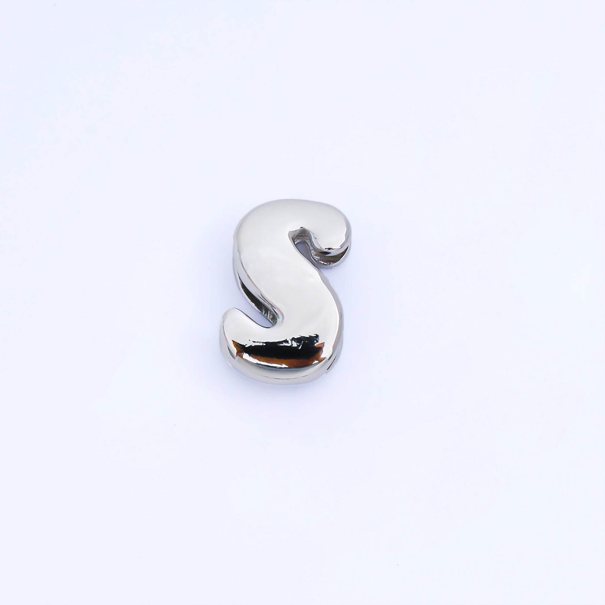 Silver 20mm Personalized Cord Chubby Bubble Initial Letter Alphabet Bead | AF118 - AF130