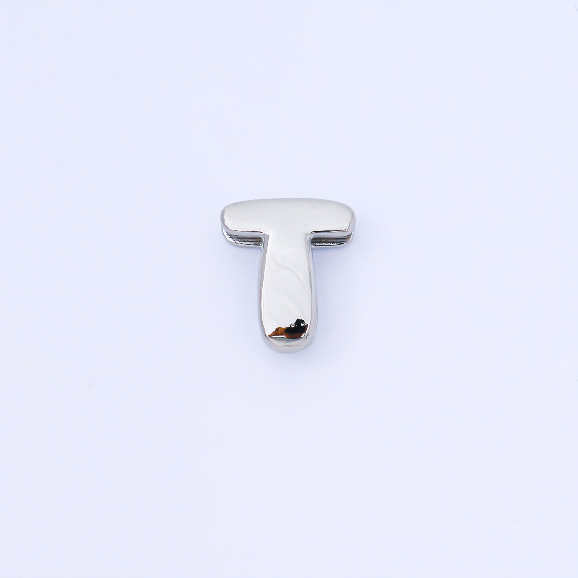 Silver 20mm Personalized Cord Chubby Bubble Initial Letter Alphabet Bead | AF118 - AF130