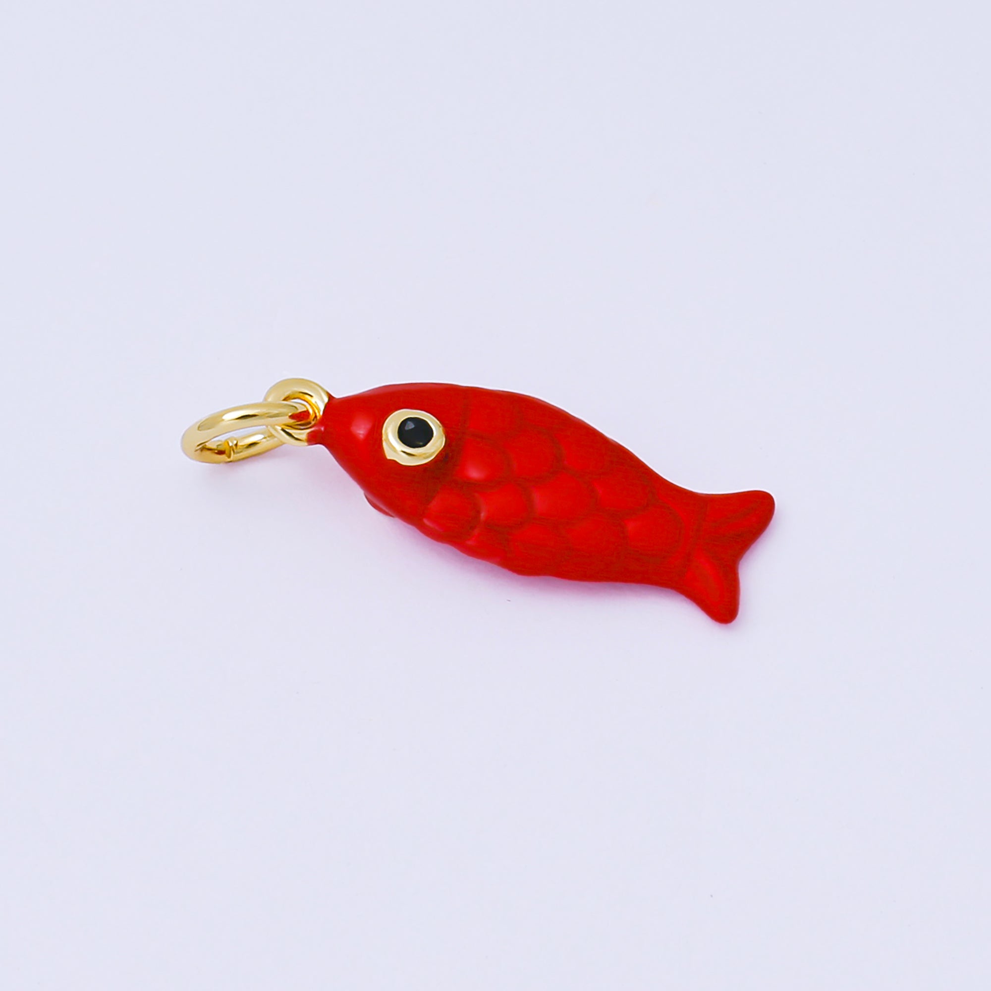 24K Gold Filled 19mm Red, Gold Koi Sardine Fish Charm | AF1286