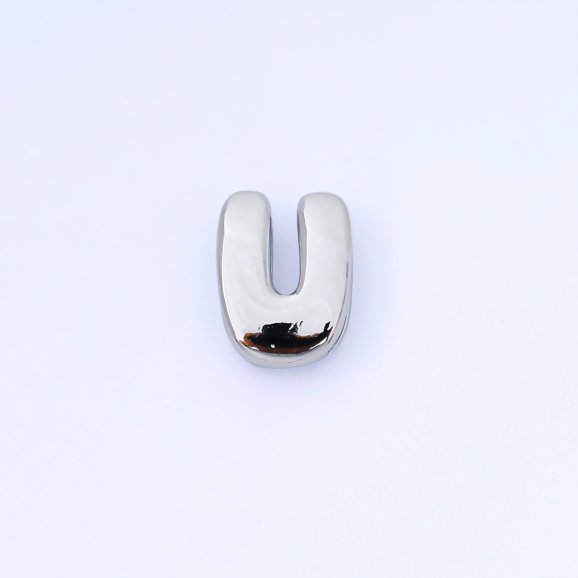 Silver 20mm Personalized Cord Chubby Bubble Initial Letter Alphabet Bead | AF118 - AF130