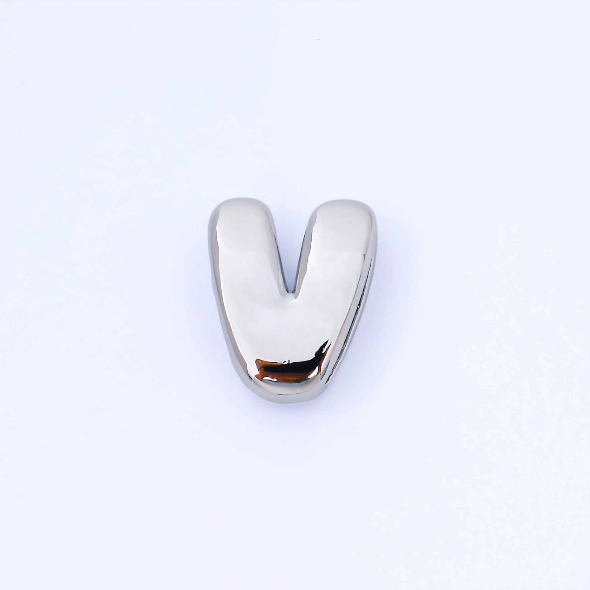 Silver 20mm Personalized Cord Chubby Bubble Initial Letter Alphabet Bead | AF118 - AF130