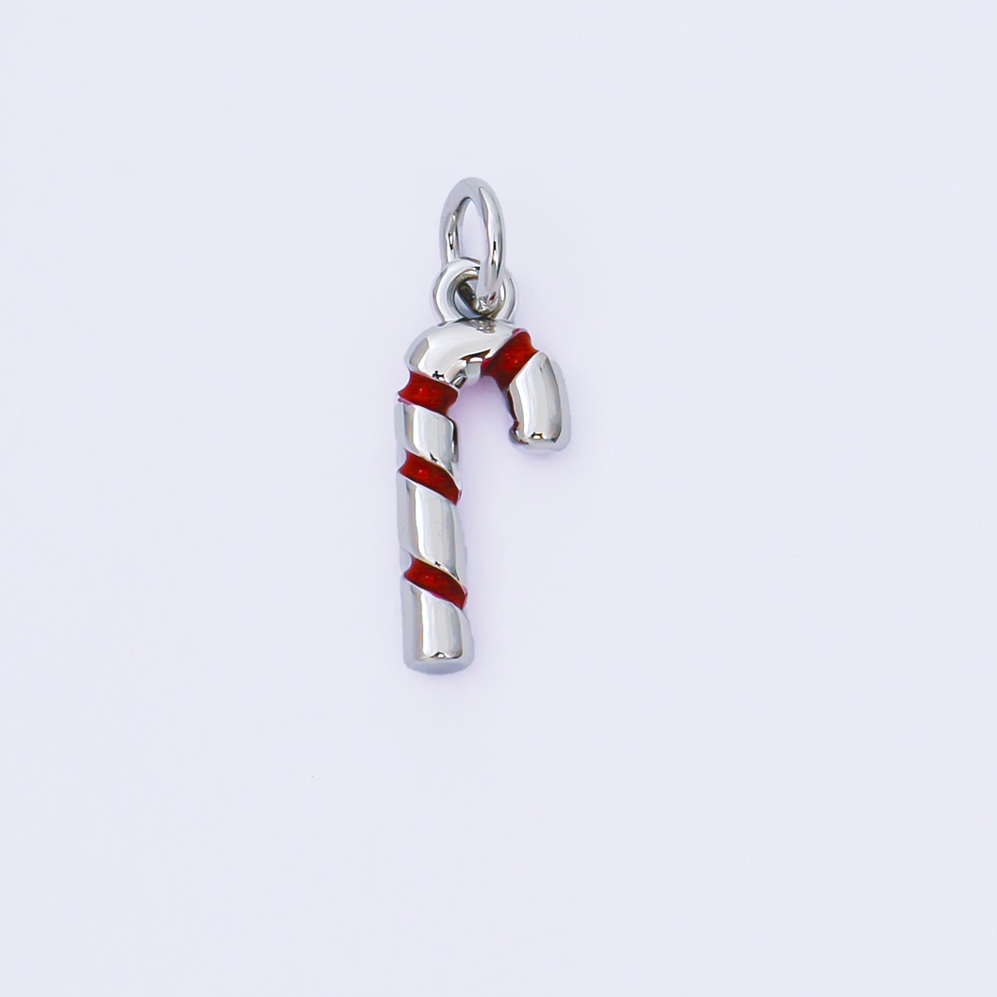 24K Gold Filled 15mm Red Enamel Candy Cane Christmas Charm | AF1297