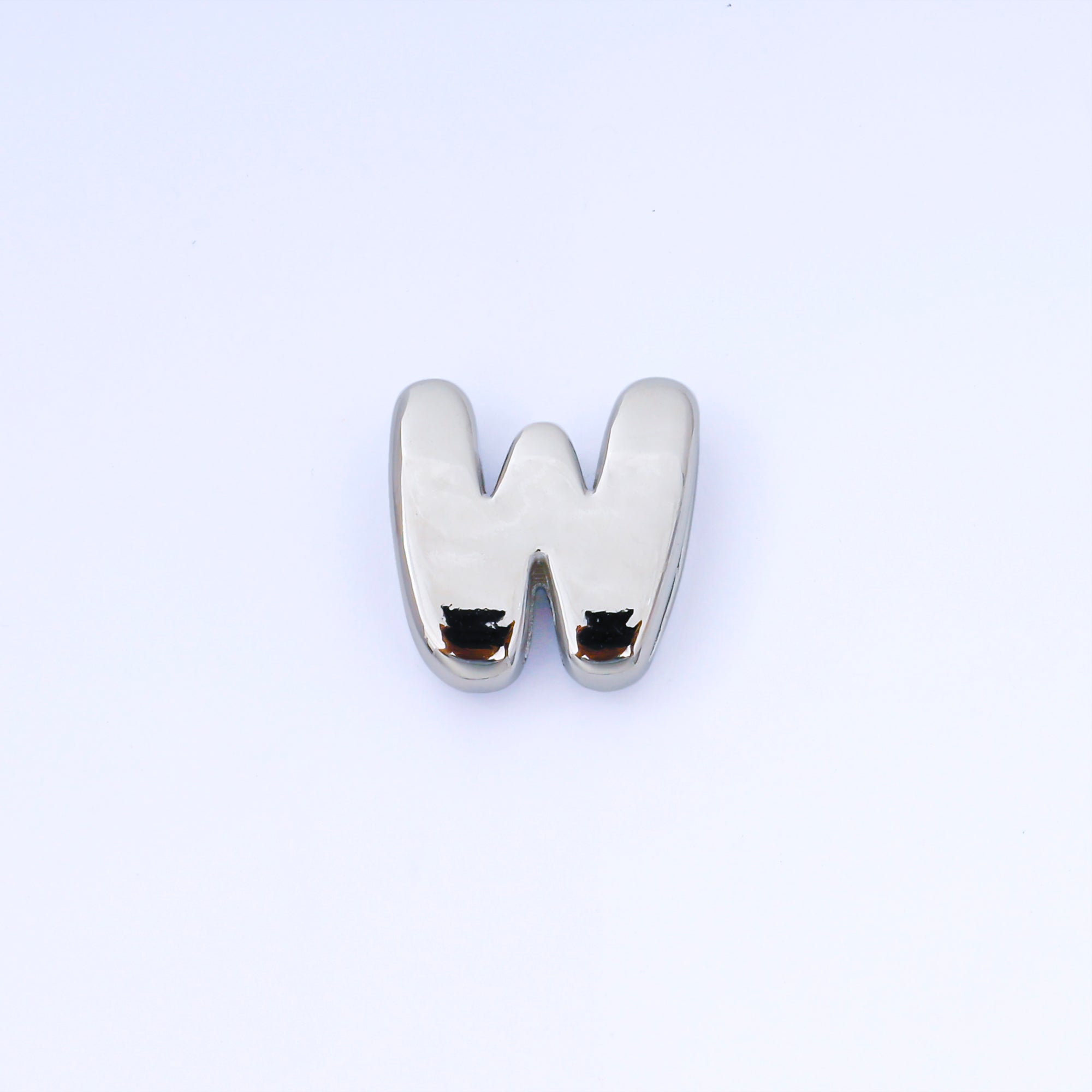 Silver 20mm Personalized Cord Chubby Bubble Initial Letter Alphabet Bead | AF118 - AF130