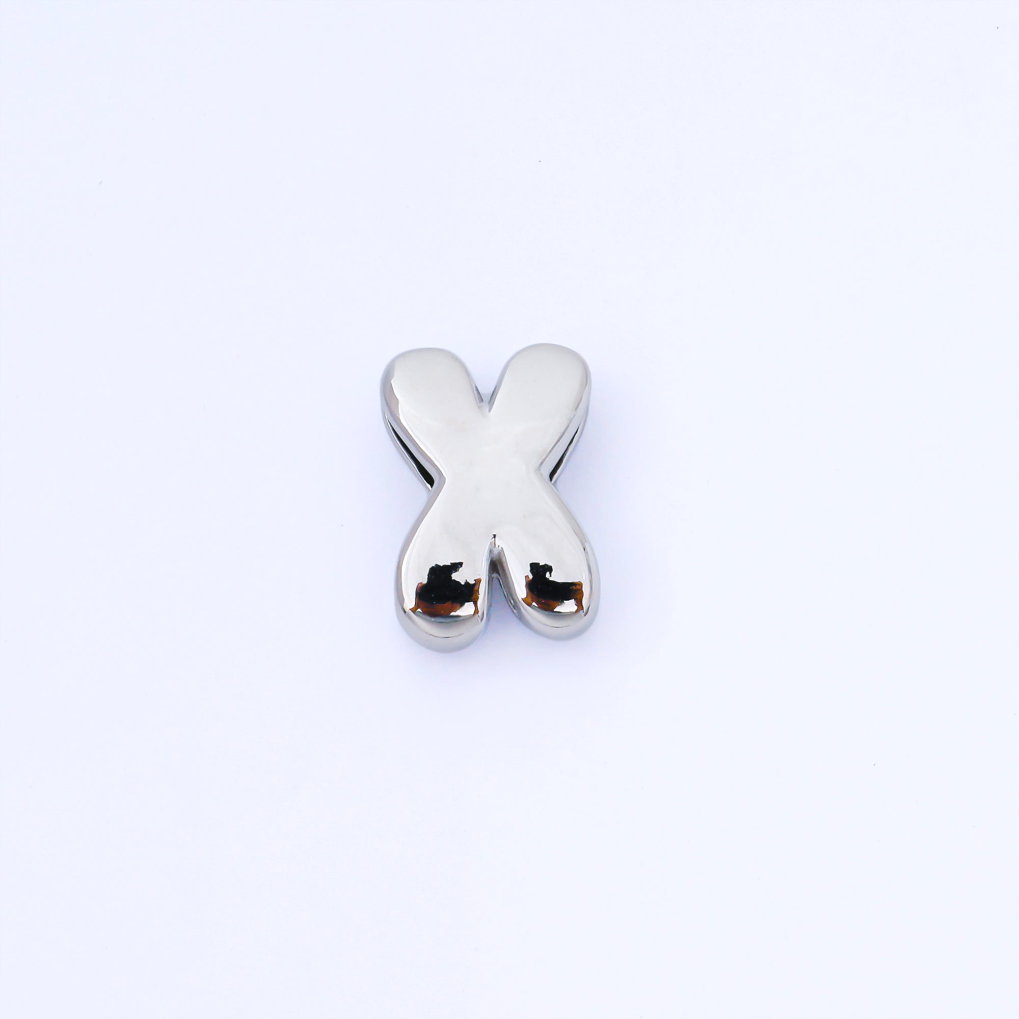 Silver 20mm Personalized Cord Chubby Bubble Initial Letter Alphabet Bead | AF118 - AF130
