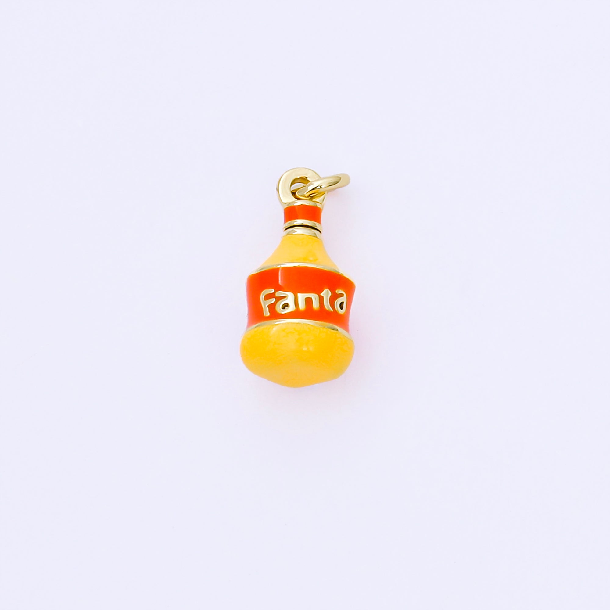 24K Gold Filled 13.5mm Handpainted Enamel Orange Flavour Soft Drink Fanta Charm | AF1303