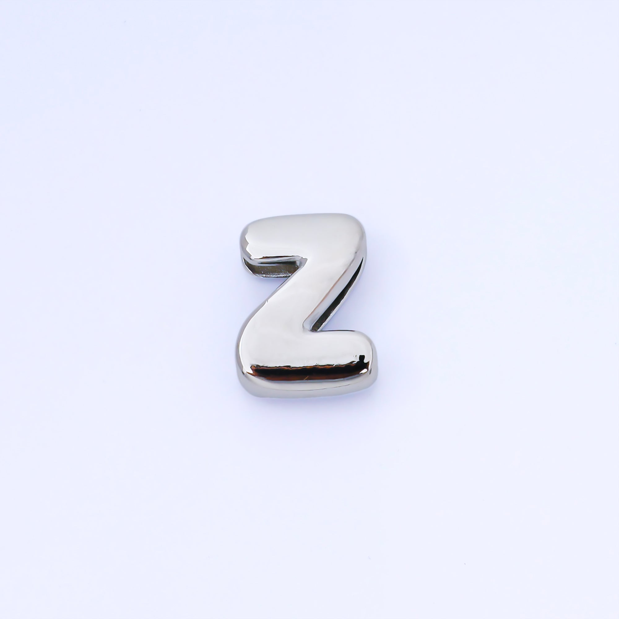 Silver 20mm Personalized Cord Chubby Bubble Initial Letter Alphabet Bead | AF118 - AF130