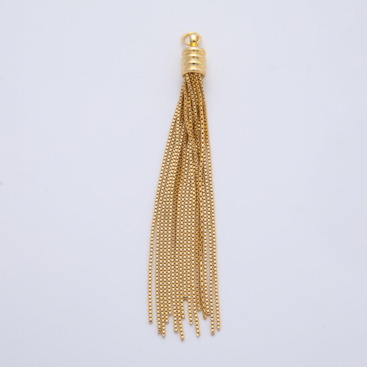 18K Gold Filled 76mm Twisted Cone Cap Tassel Curb Chain Drop Charm | AF1402
