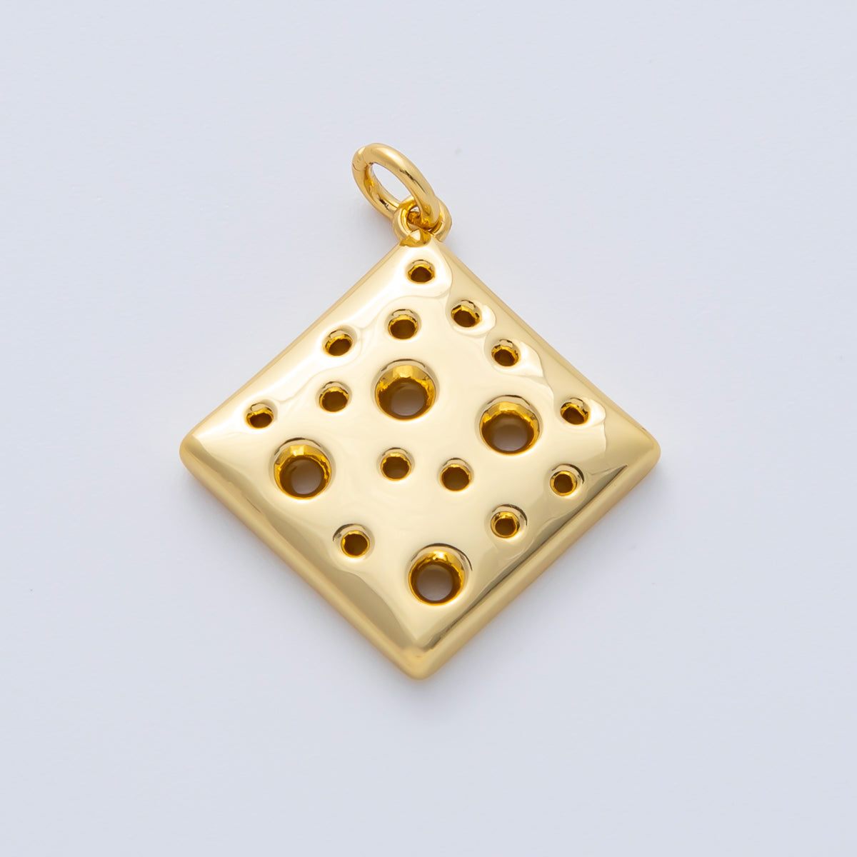 18K Gold Filled 20mm Dotted Slice of Cheese Rhombus Charm | AF1414