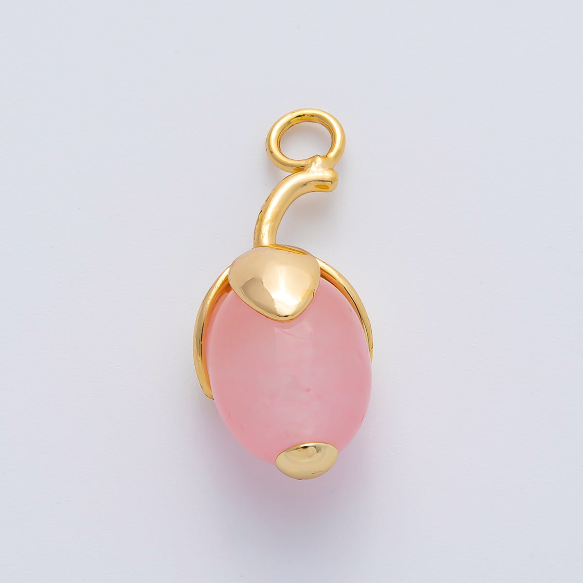 18K Gold Filled 27mm Aquamarine, Carnelian, Aventurine Natural Gemstone Fruit Drop Charm | AF1441 ~ AF1443