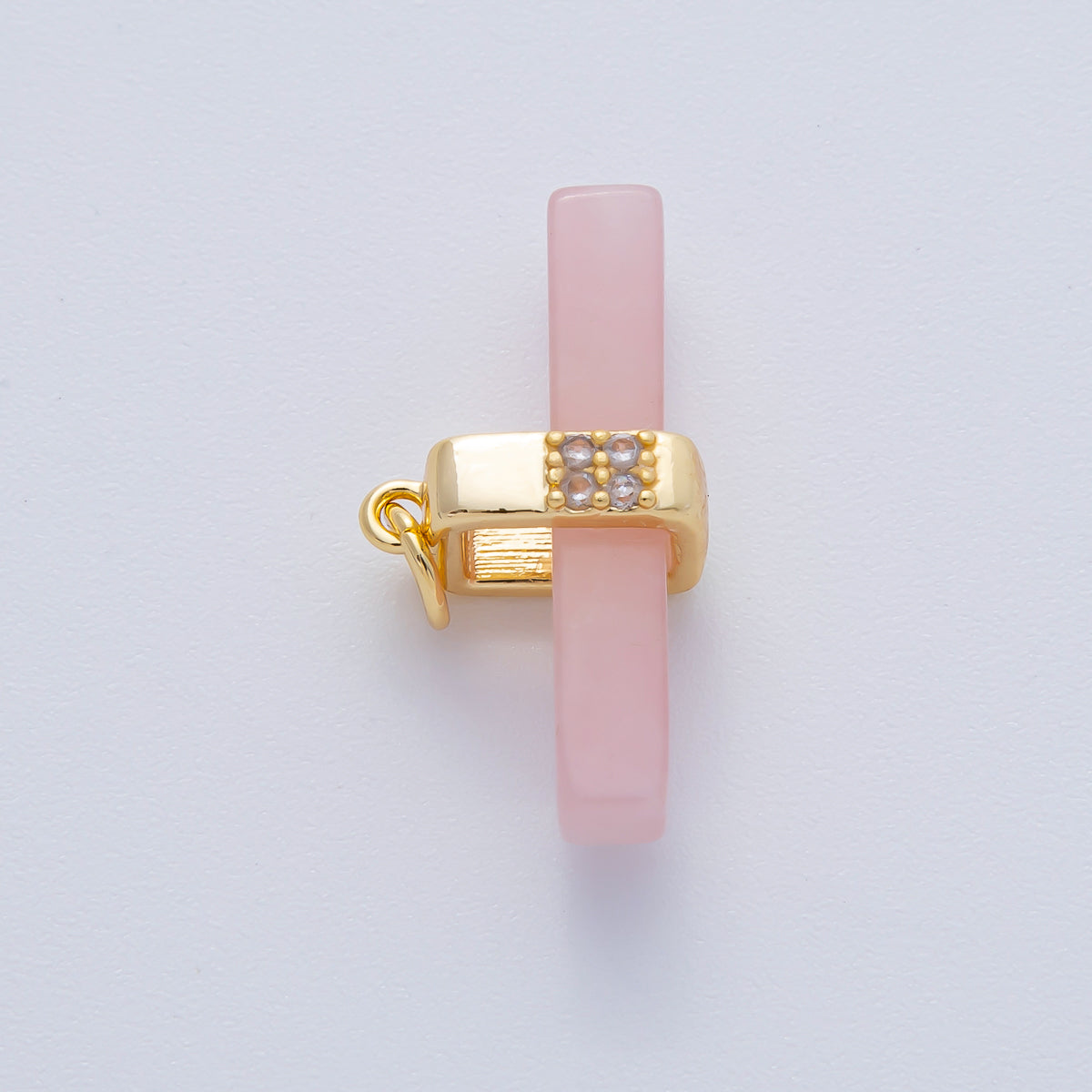 18K Gold Filled 26mm Agate, Aventurine, Rose Quartz, & Tiger Stone Natural Gemstone Bar Charm | AF1457 ~ AF1458