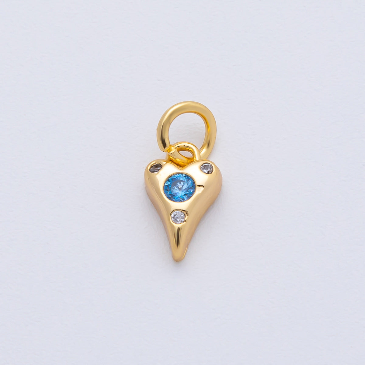 18K Gold Filled 9.3mm Pink, Purple, Clear, Green, Blue Clear CZ Dotted Teardrop Mini Charm | AF1483 - AF1485