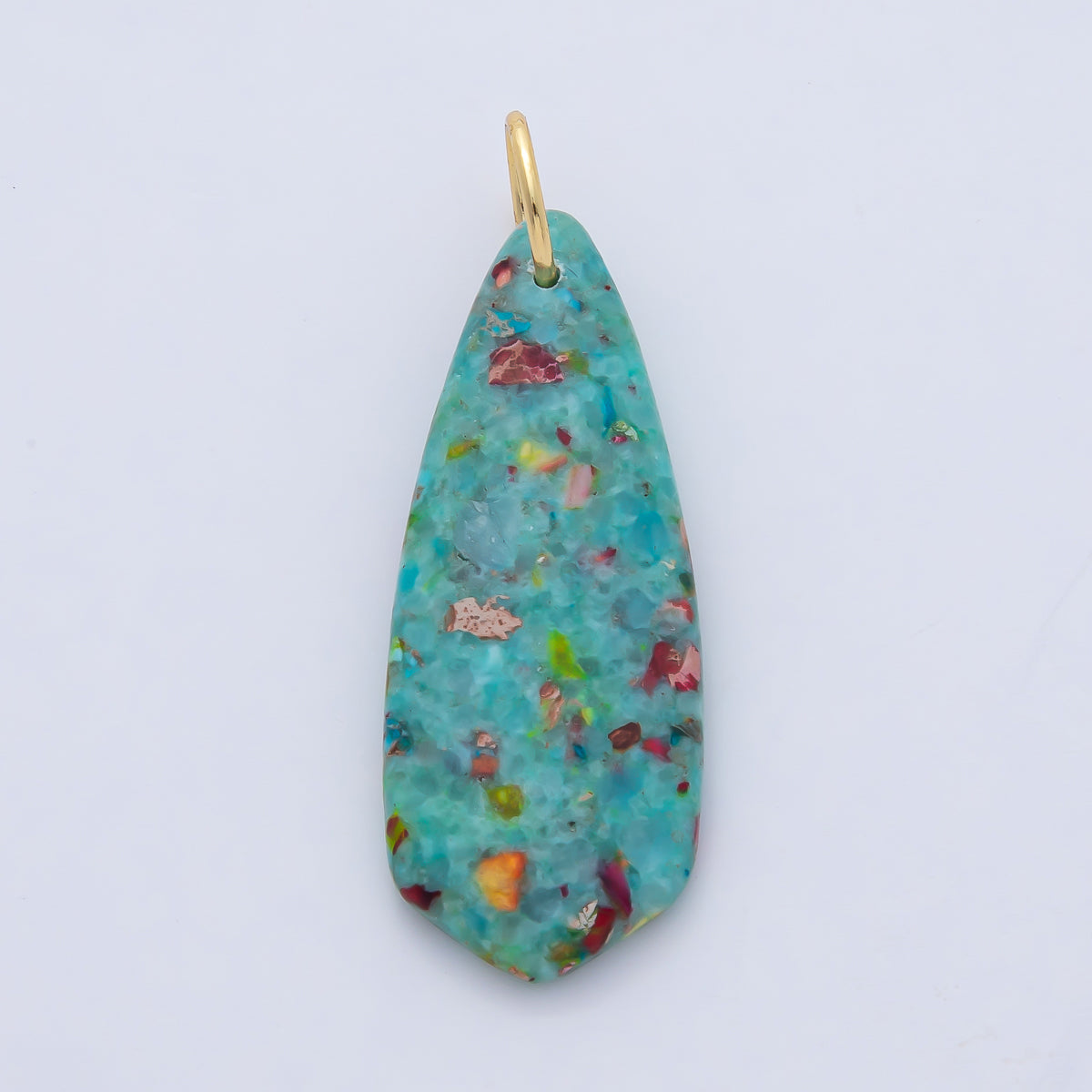 18K Gold Filled Dyed Turquoise Teardrop Gemstone Charm Pendant | AF1490