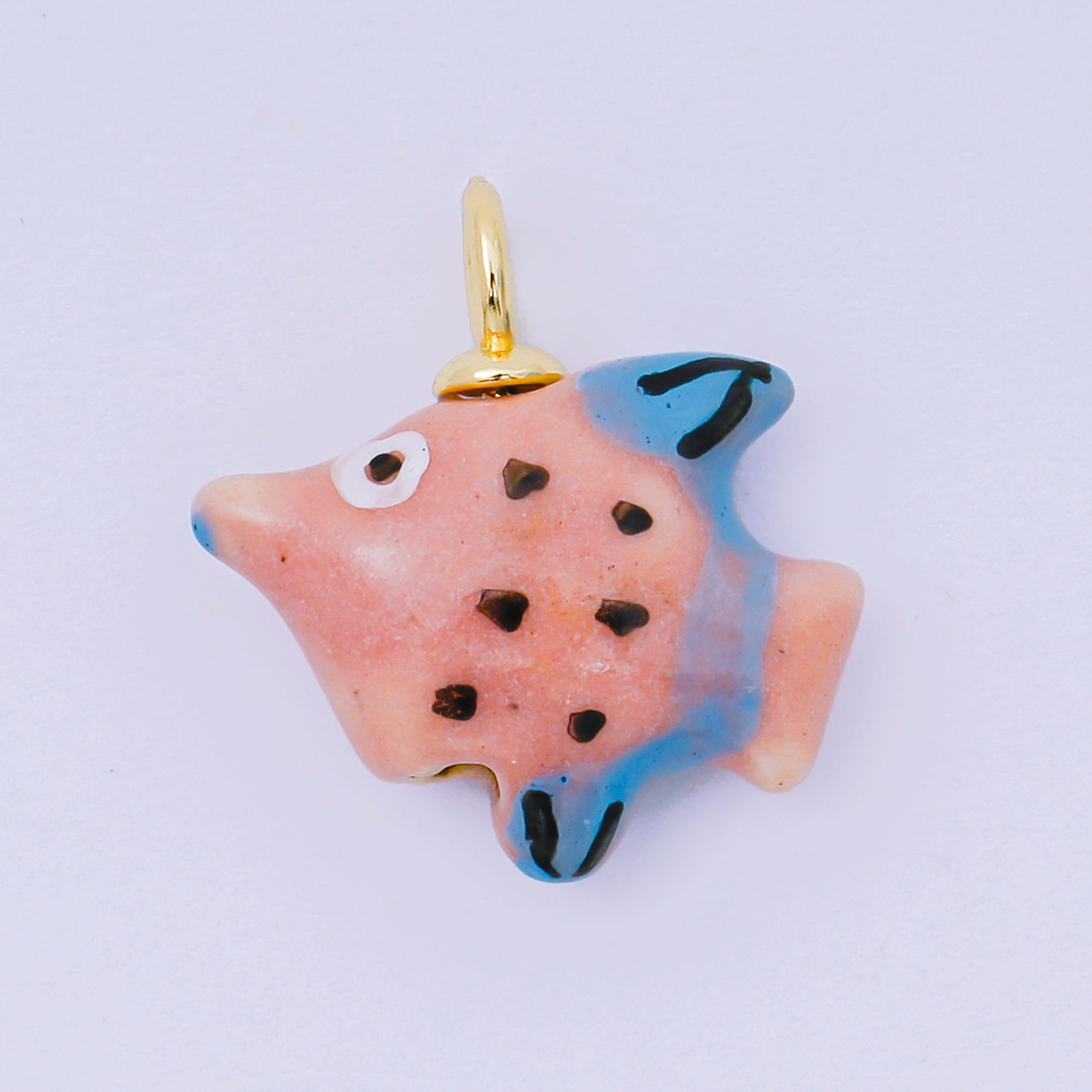 24K Gold Filled 23mm Handmade Ceramic Colorful Under the Sea Fish Animals Charm | AF1506 AF1508