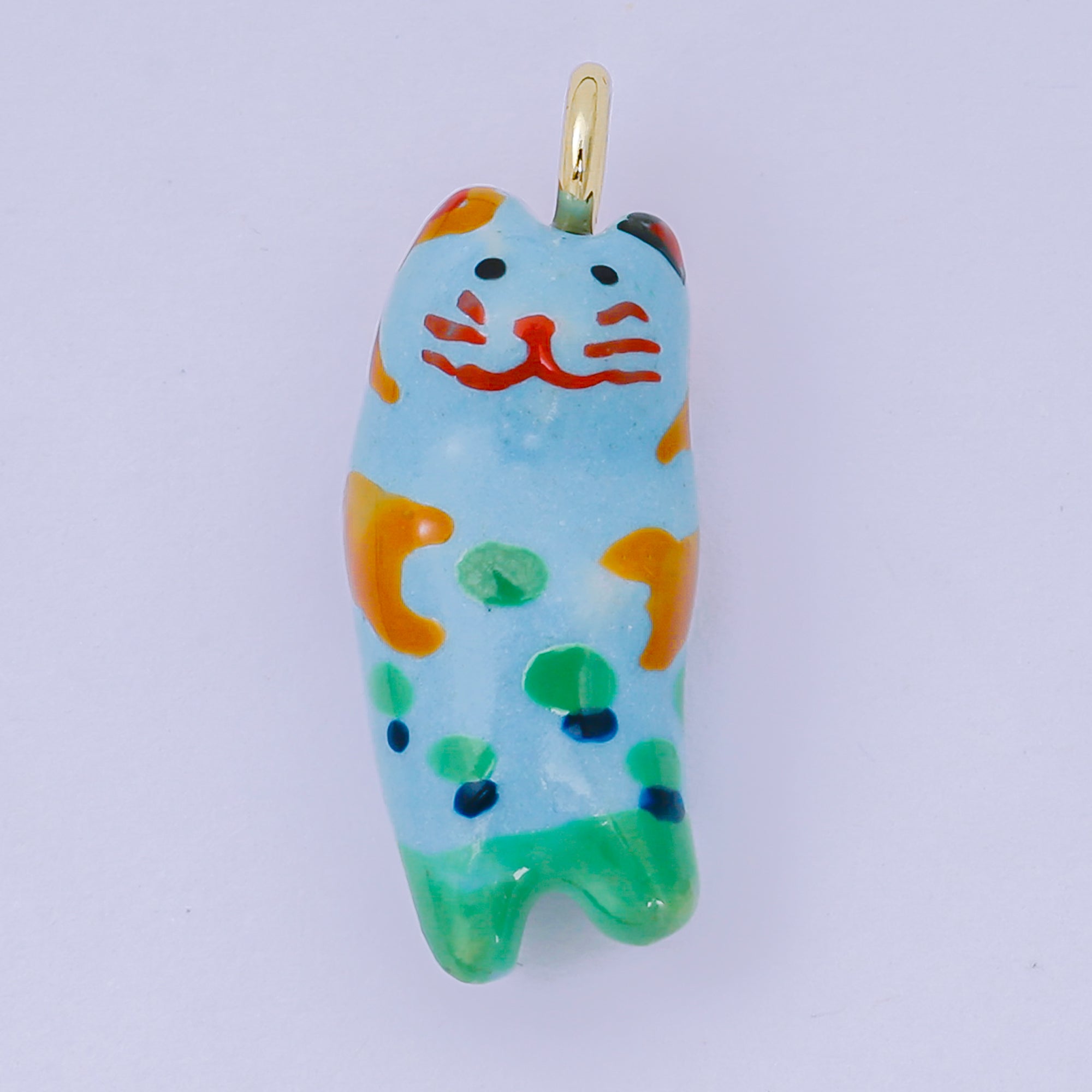 24K Gold Filled 31mm Handmade Ceramic Colorful Kitten Cat Pet Animals Charm | AF1509 AF1510 AF1513