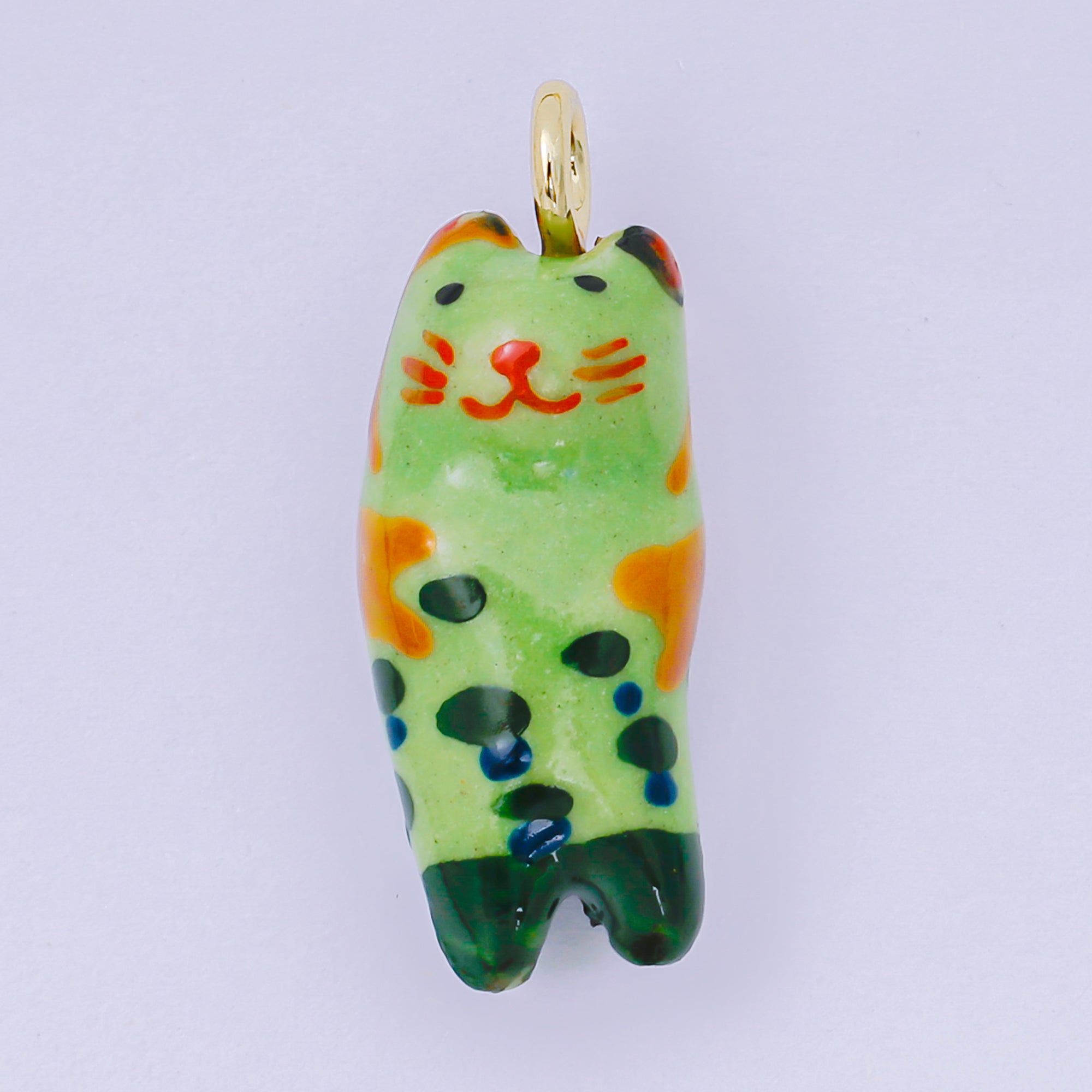 24K Gold Filled 31mm Handmade Ceramic Colorful Kitten Cat Pet Animals Charm | AF1509 AF1510 AF1513