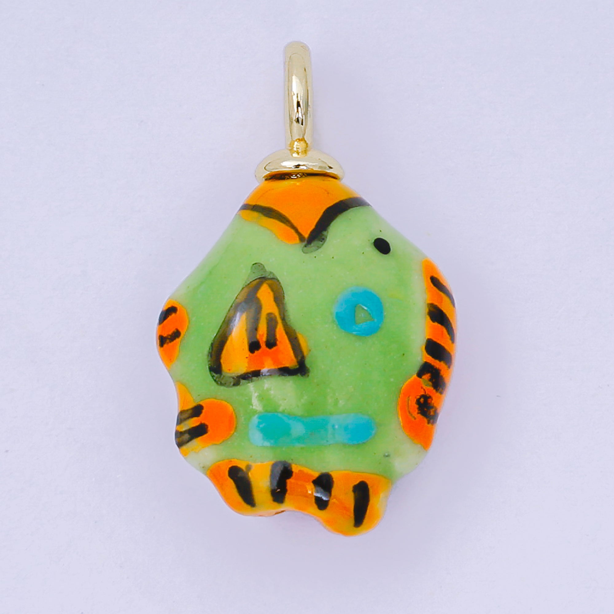 24K Gold Filled 25.5mm Handmade Ceramic Colorful Puffy Adorable Fish Animals Charm | AF1515 AF1516