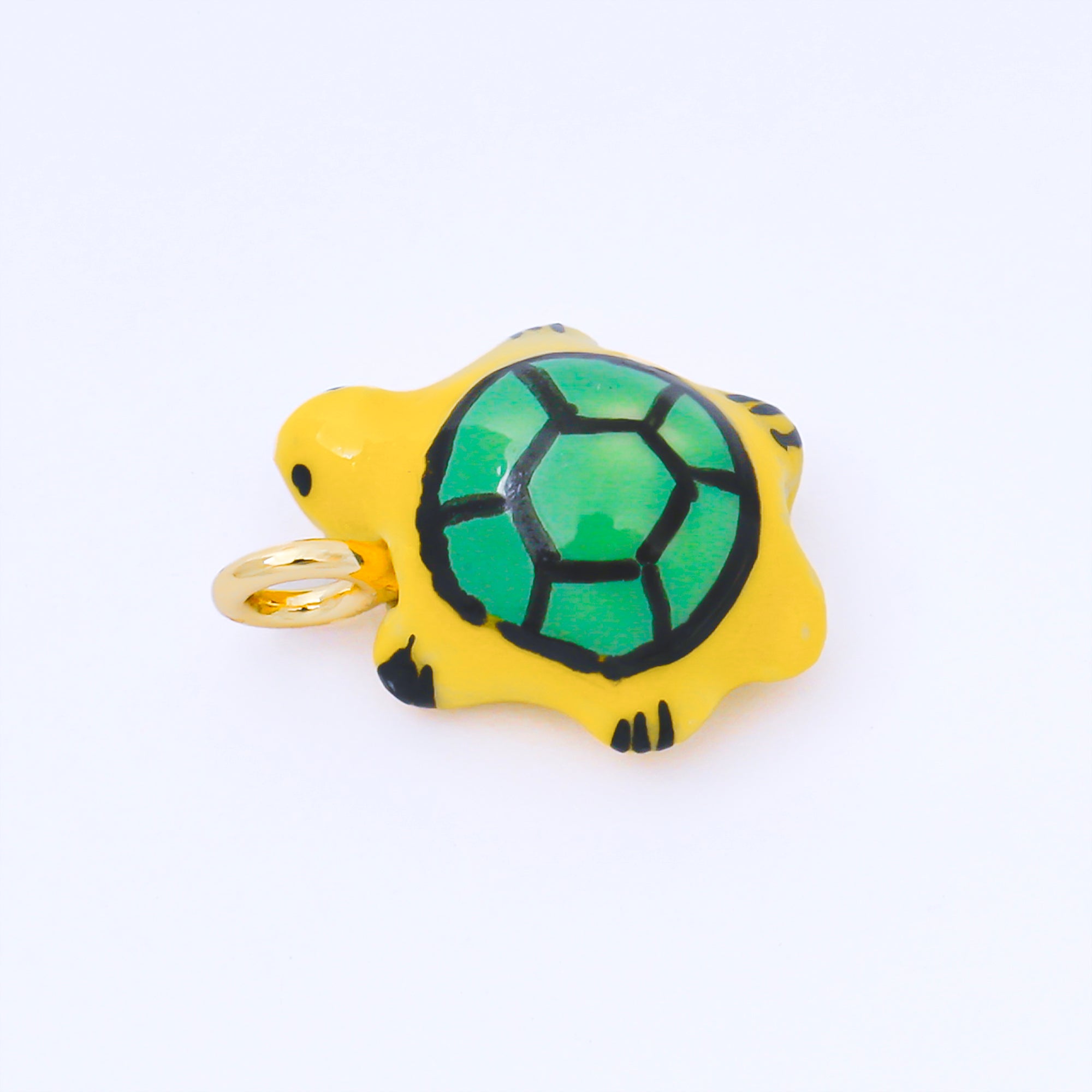 24K Gold Filled 21mm Handmade Ceramic Blue, Red, Pink Sea Turtle Animals Charm | AF1522 ~ AF1524