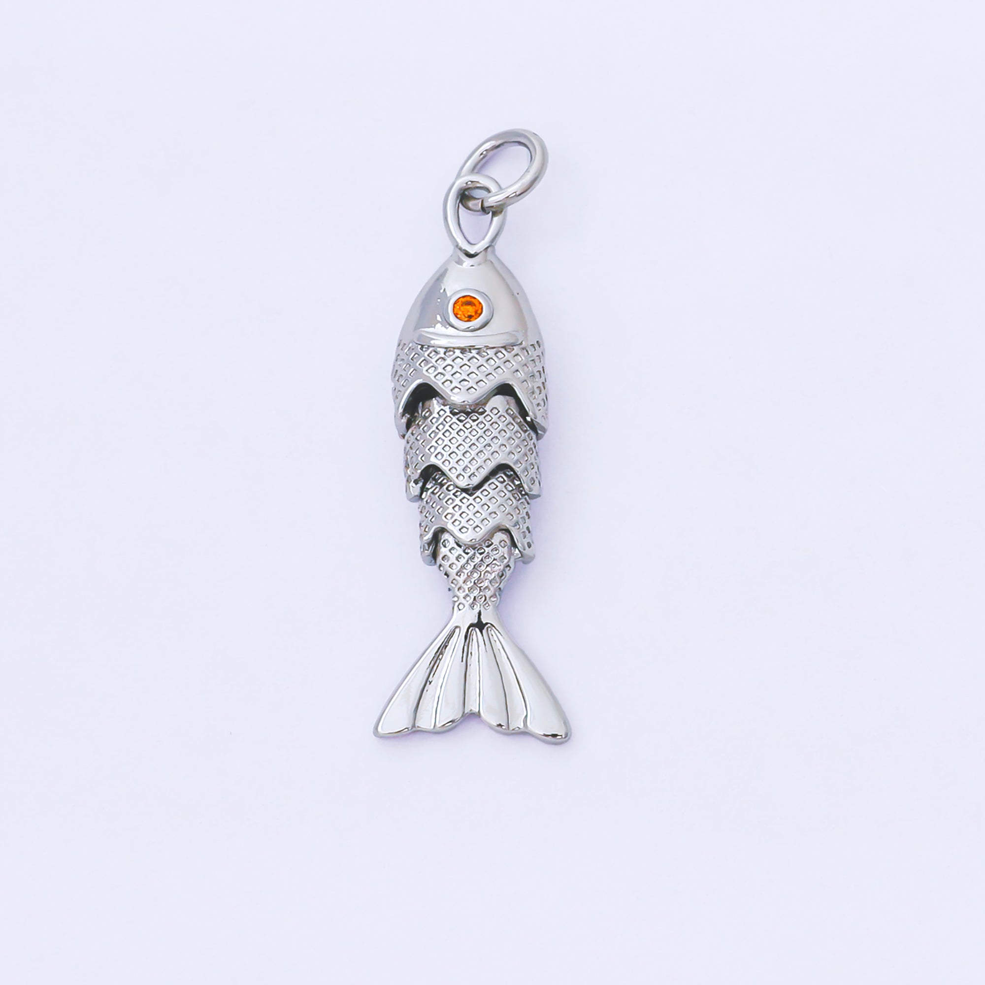 Silver 9mm Orange Round CZ Under the Sea Fish Moveable Animals Charm | AF1525 AF1526
