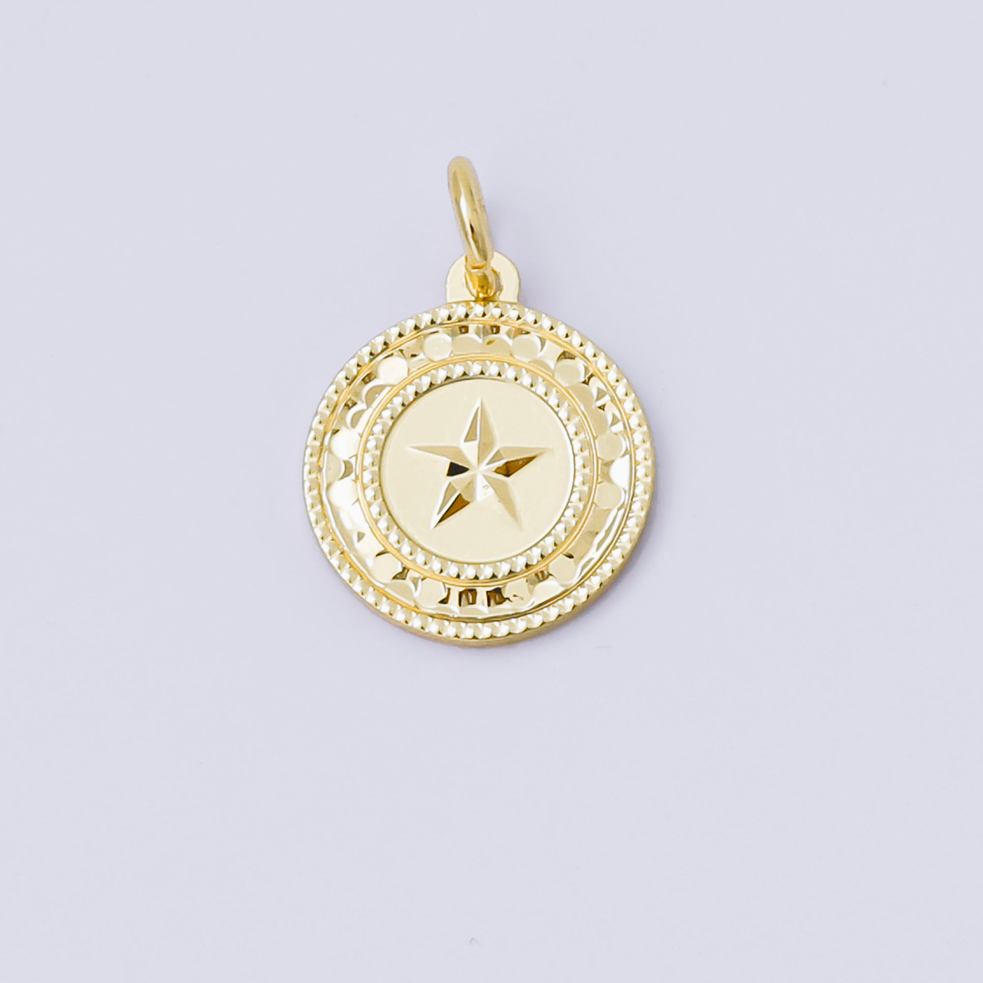 24K Gold Filled 14mm Flowers, Heart, Star Golden Coin Drop Charm | AF1529 ~ AF1531