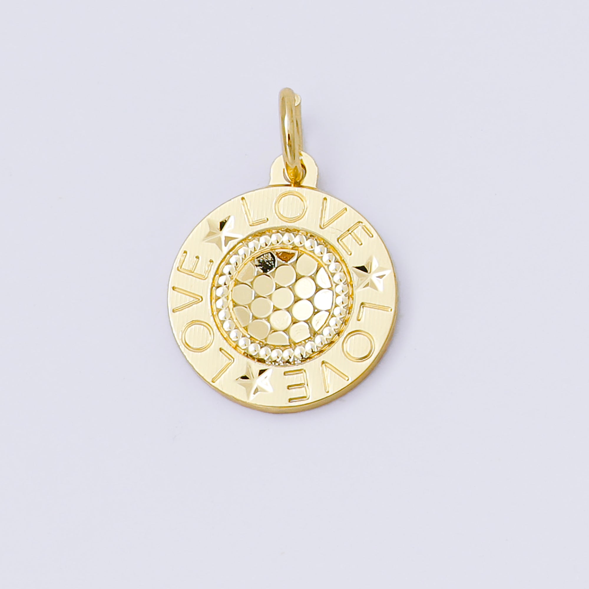 24K Gold Filled 14mm Flowers, Heart, Star Golden Coin Drop Charm | AF1529 ~ AF1531
