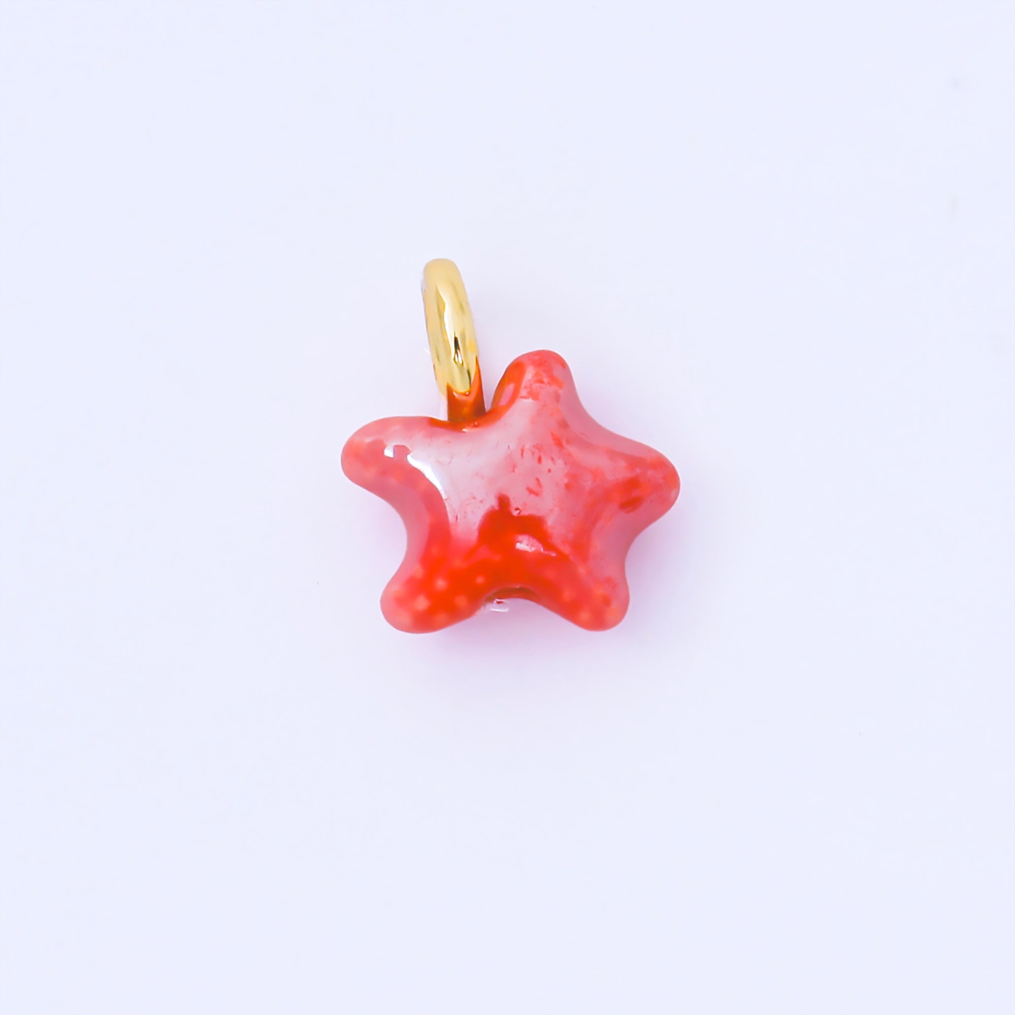 24K Gold Filled 15mm Handmade Ceramic Celestial Star Drop Charm | AF1532 - AF1539