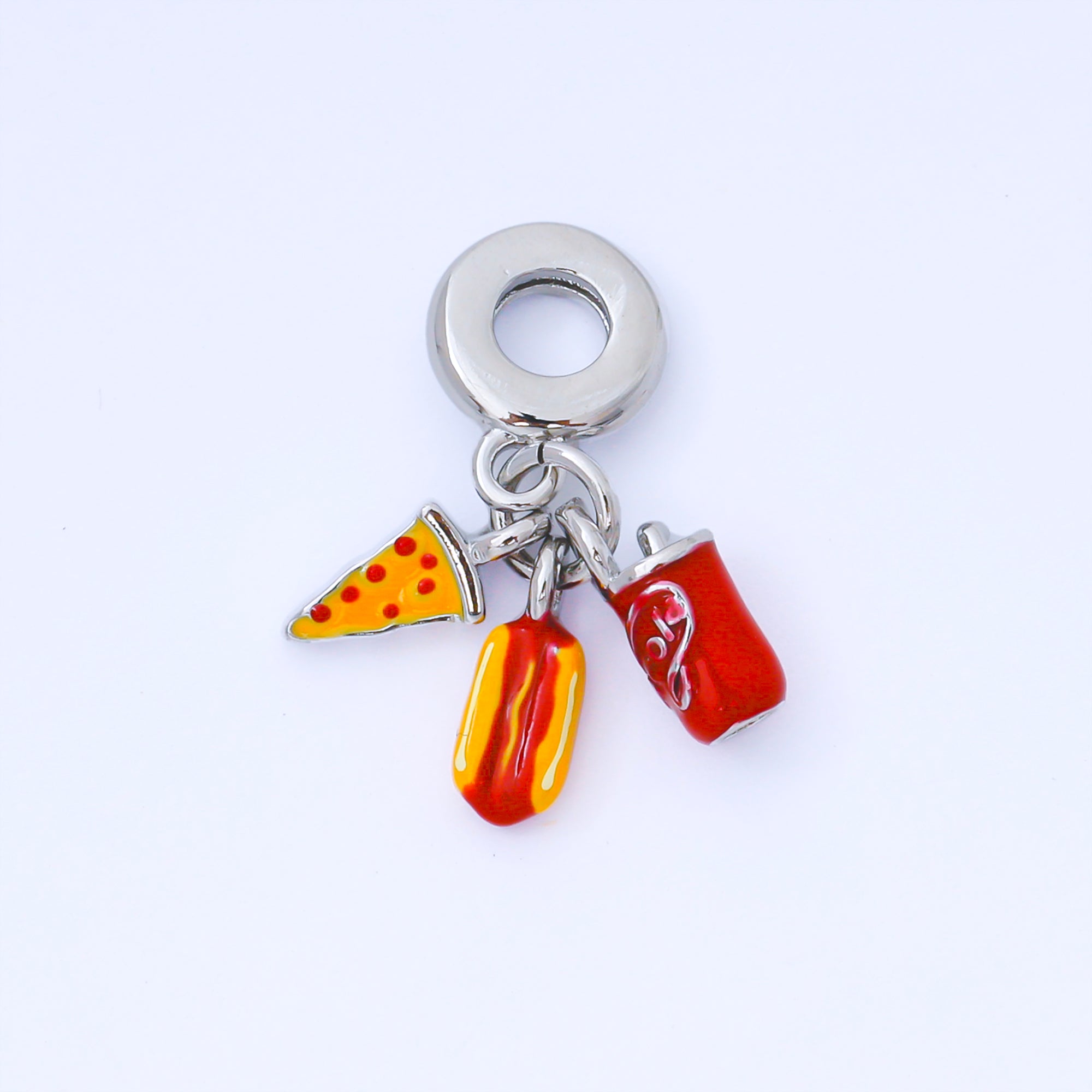 24K Gold Filled Junk Food Pizza hot Dog Soda Enamel Rondelle Drop Pendant | AF1541