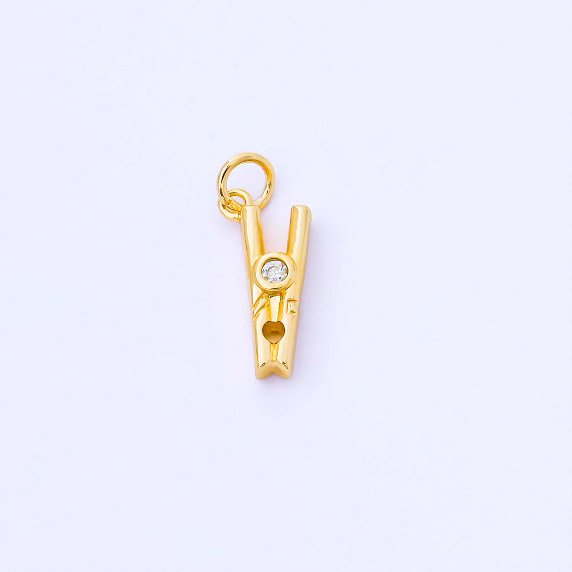 24k Gold Filled Clothespin with CZ Tiny Charm | AF1550