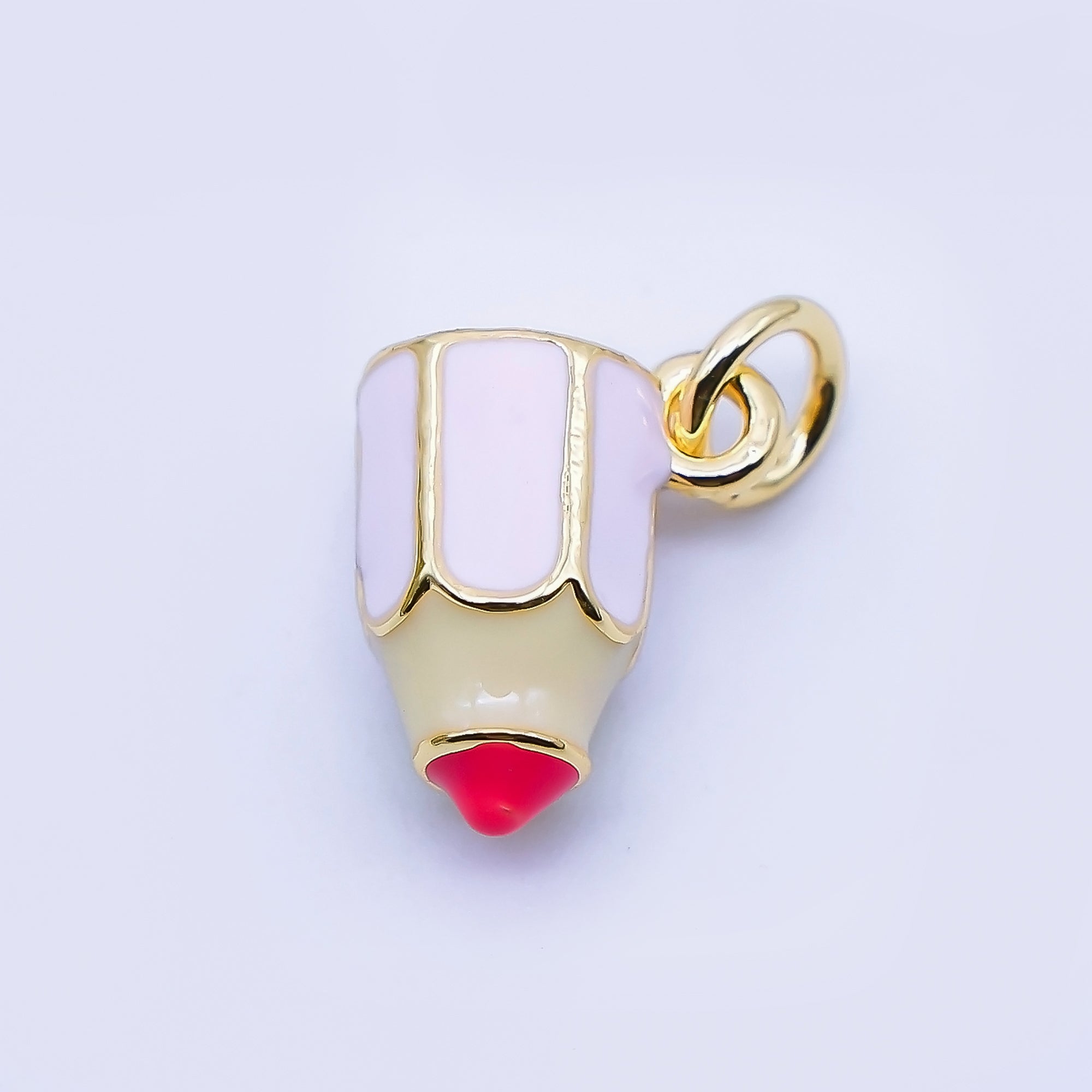 24K Gold Filled Pencil Charm 3D Multidimensional School Teacher Pendant | AF1561