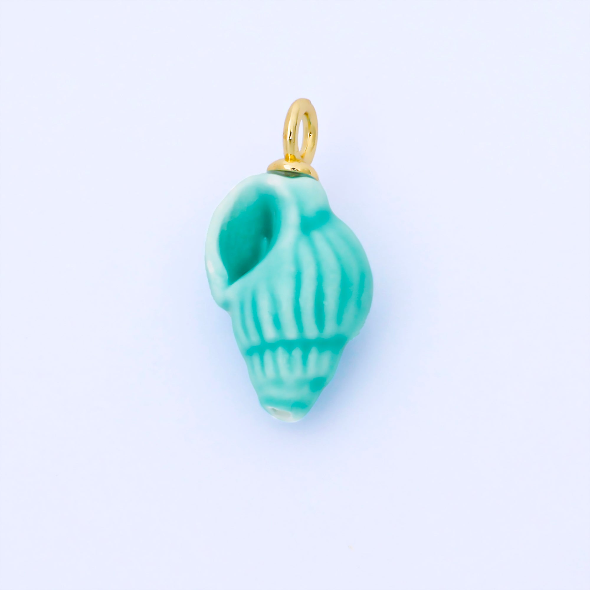24K Gold Filled 12mm Handmade Ceramic Trumpet Seashell Charm | AF1571 - AF1576