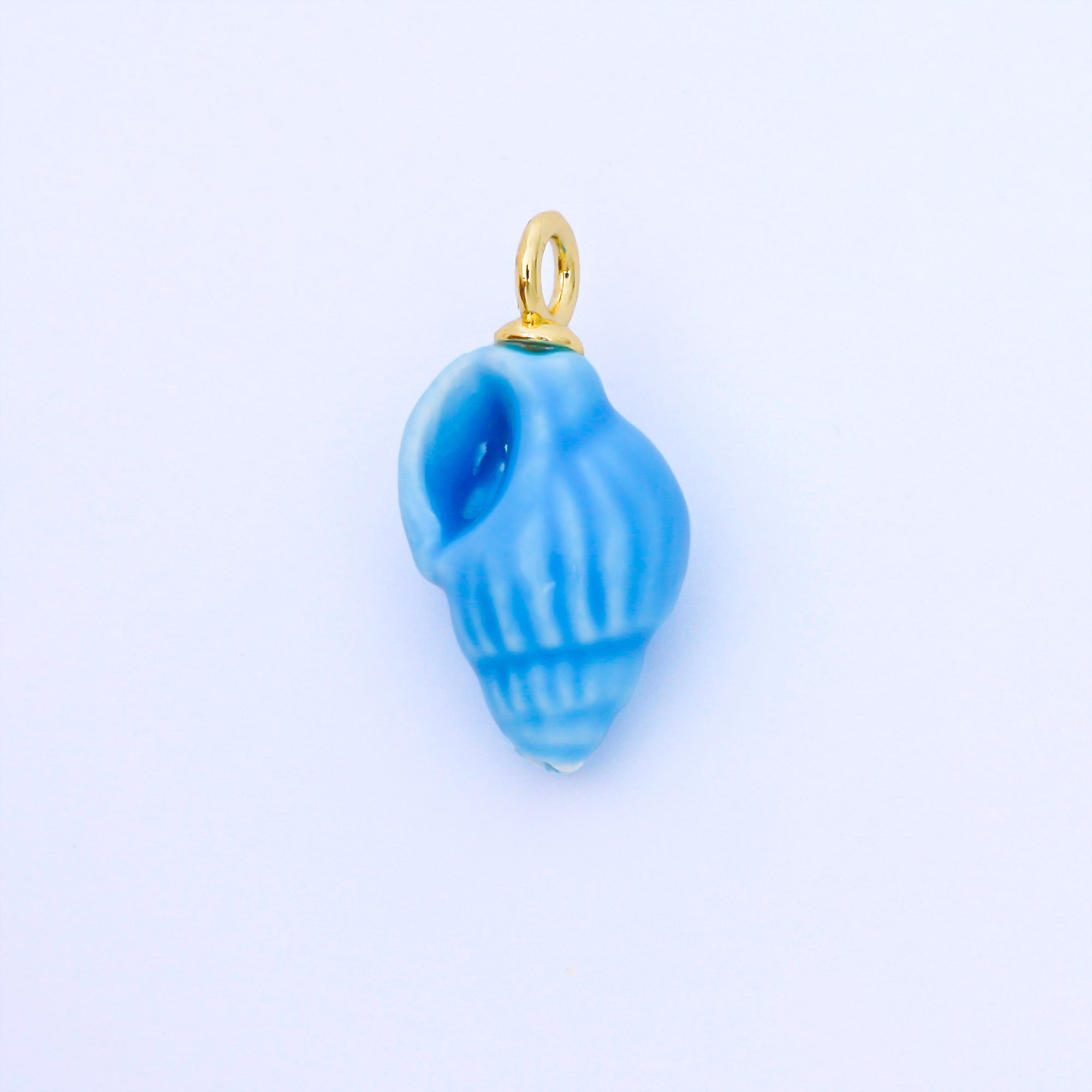 24K Gold Filled 12mm Handmade Ceramic Trumpet Seashell Charm | AF1571 - AF1576