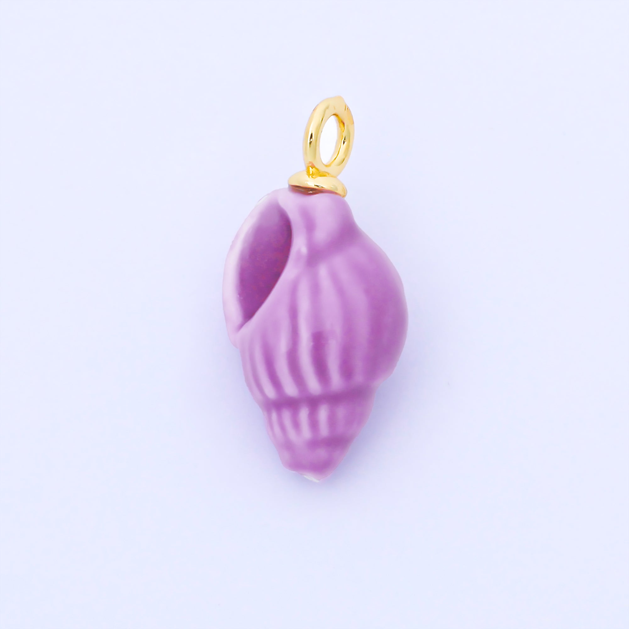 24K Gold Filled 12mm Handmade Ceramic Trumpet Seashell Charm | AF1571 - AF1576