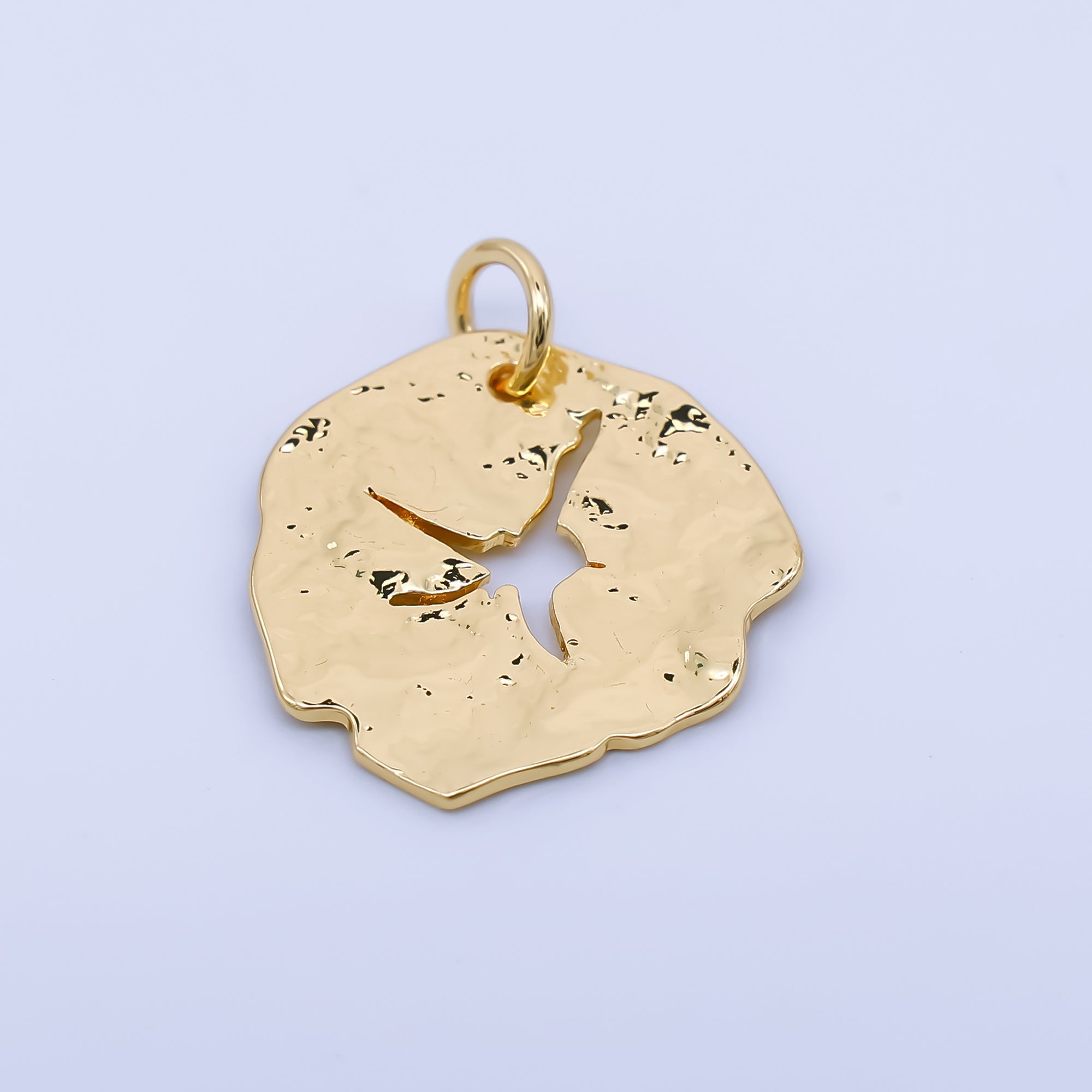 24k Gold Filled Open Hammered Geometric Round Charm | AF1587