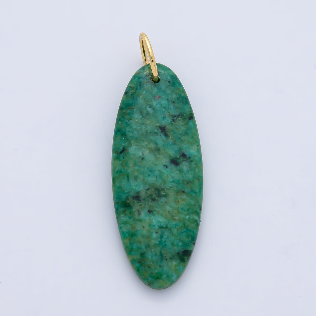 18K Gold Filled Boho Natural Oval Gemstone Pendant – Green, Brown & Multicolor Stone Charms  AF1593