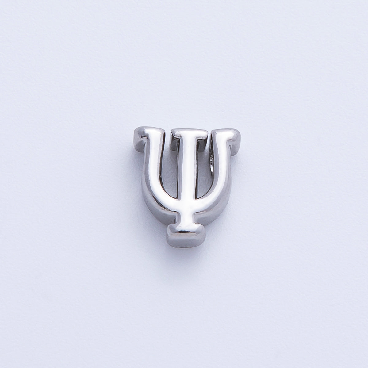 Rhodium Plated 8.5mm Minimalist Greek Initial Alphabet Letter Personalized Bead | AF248 - AF259