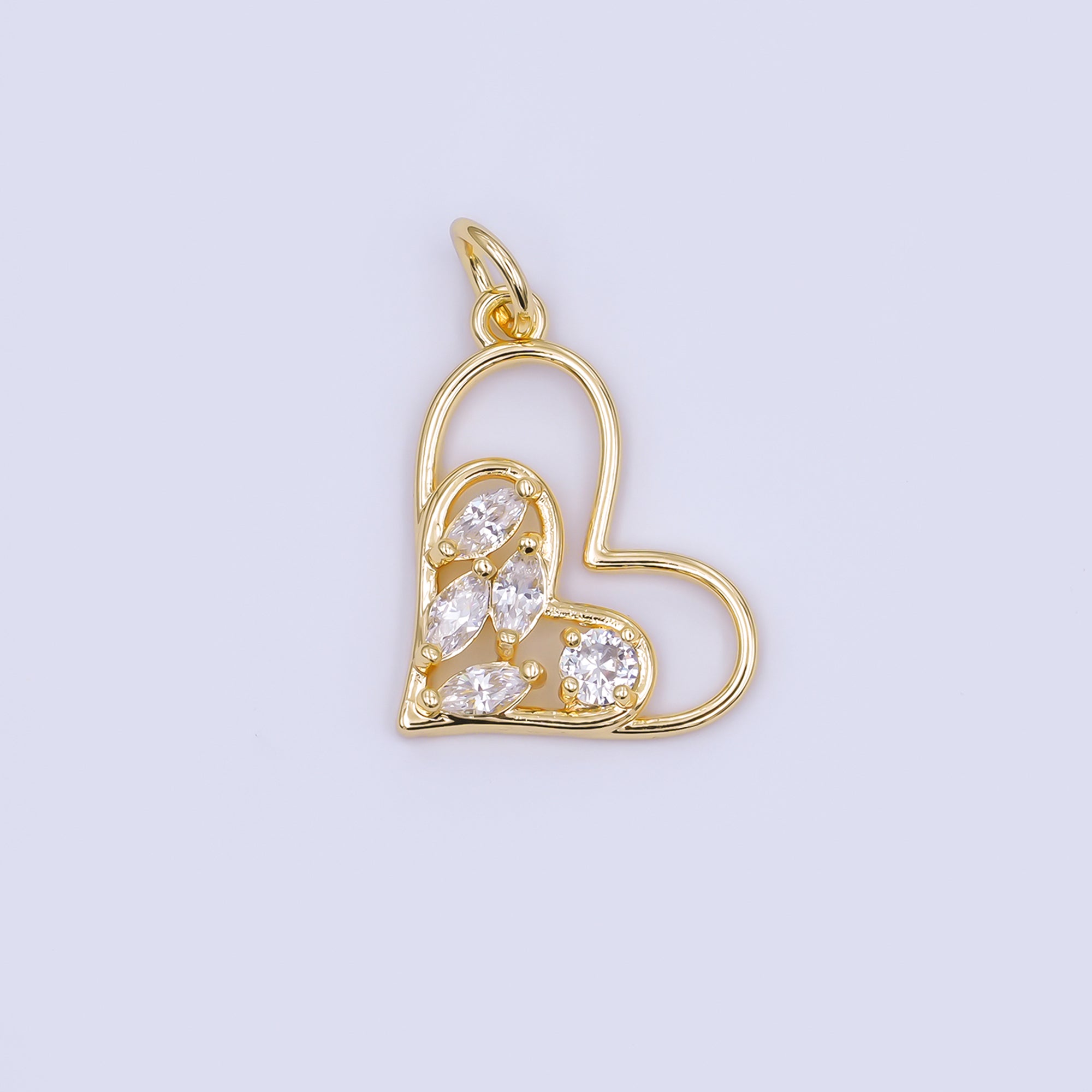 24K Gold Filled Marquise CZ Open Heart Charm | AF468