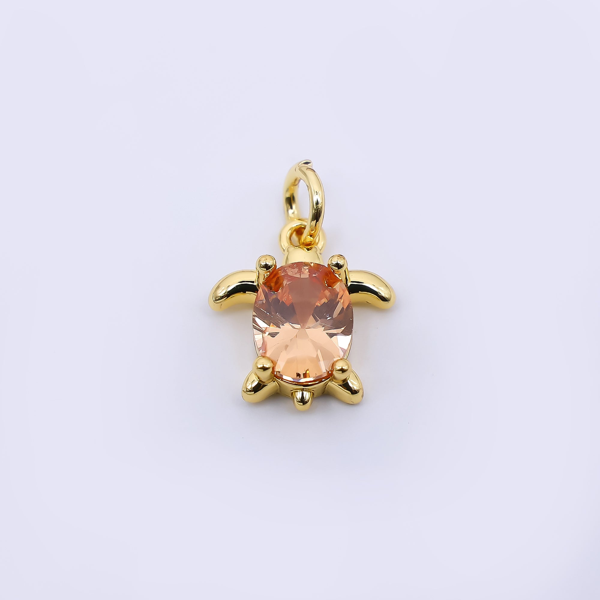24K Gold Filled 13mm Orange CZ Turtle Tortoise Mini Charm | AF474